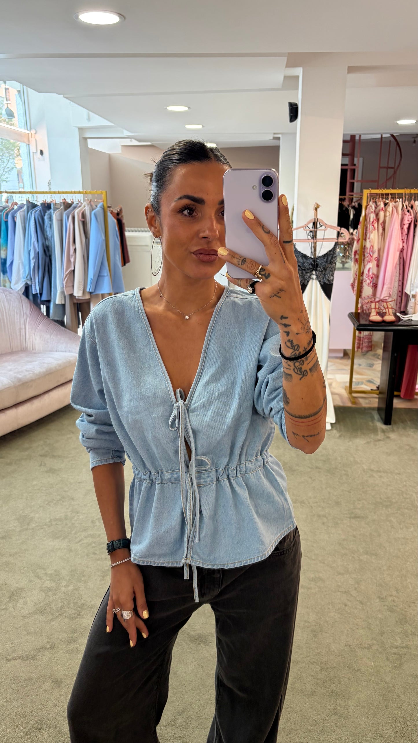 Camicia giacchino  in jeans con fiocchi jx