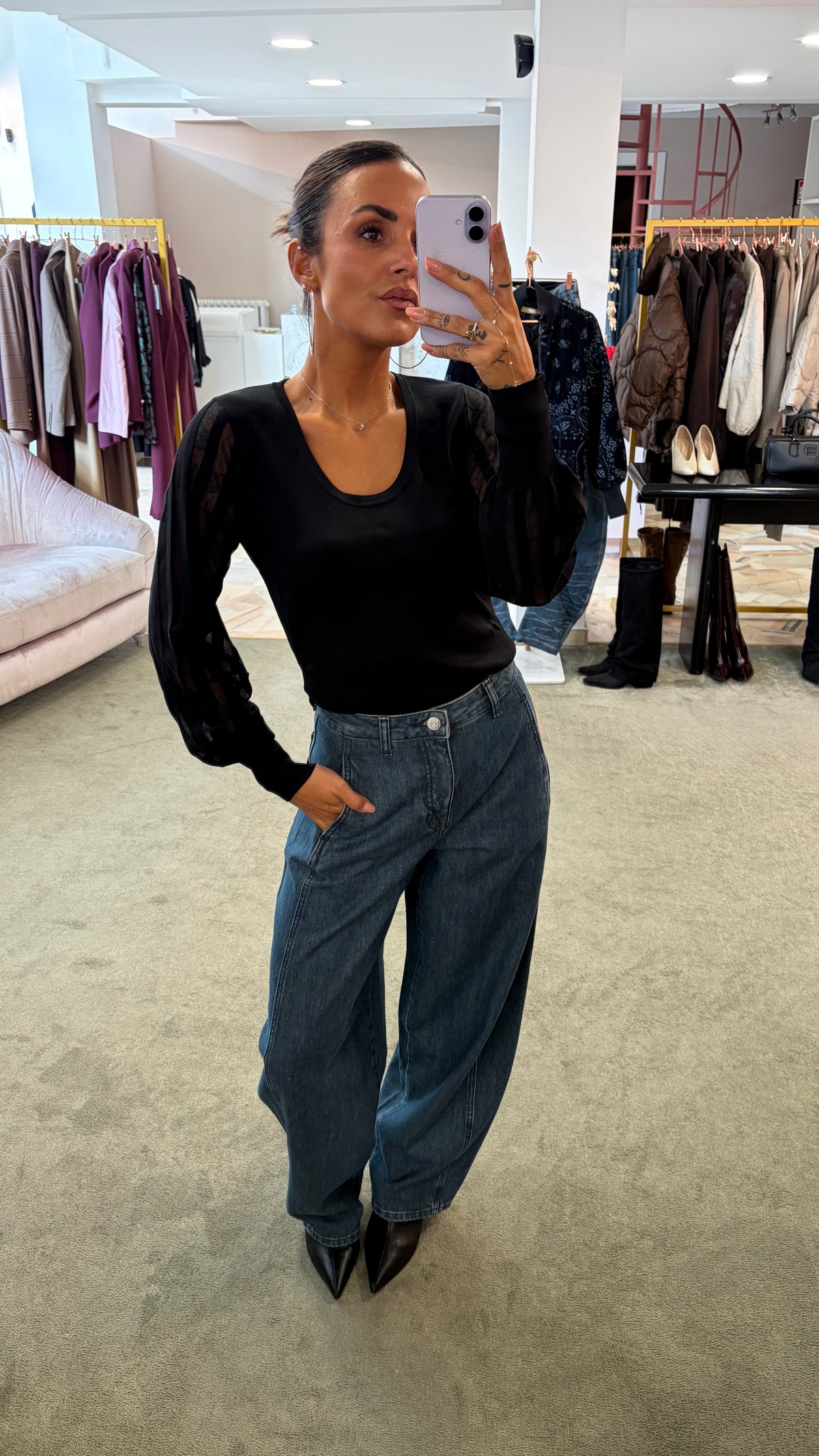 Jeans bella denim scuro barrel sl