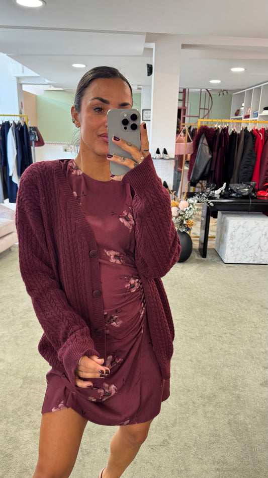 Cardigan a trecce MAR DE MARGARITAS bordeaux