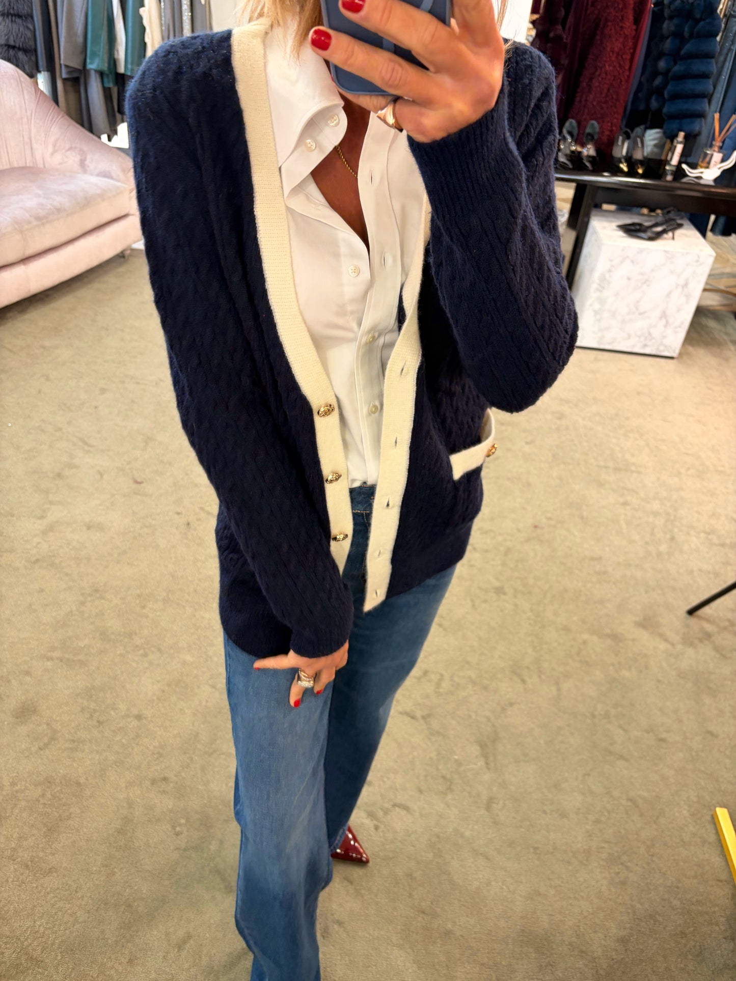 Cardigan over blu a trecce fr