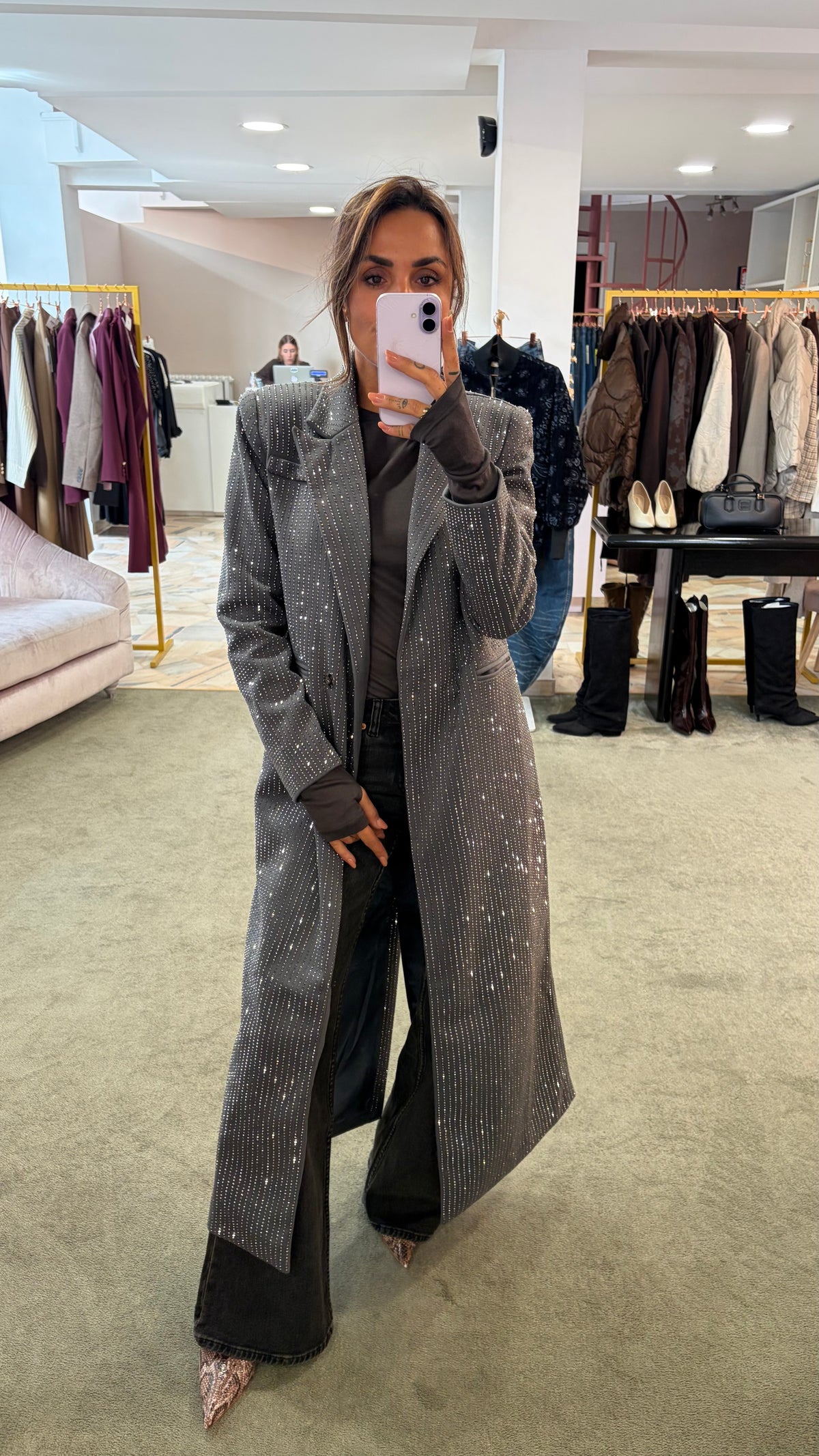 Cappotto lungo grigio cristalli tw