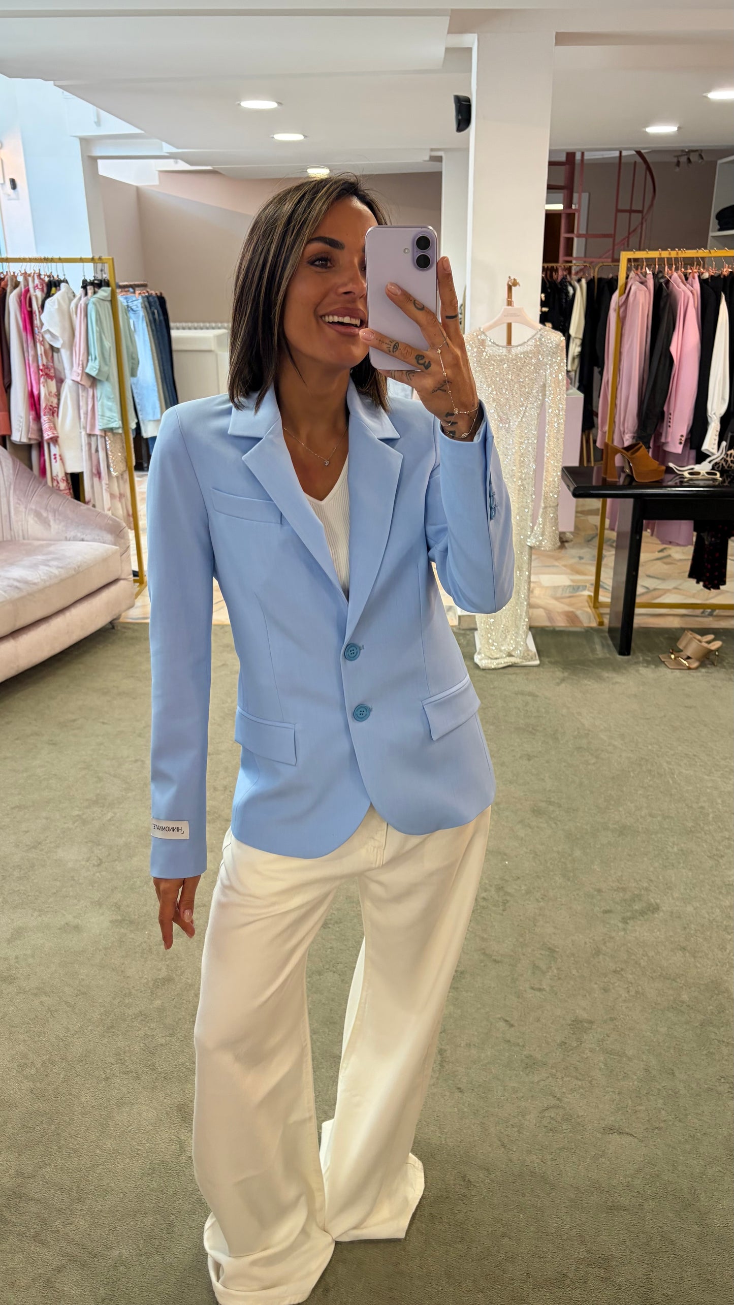 Blazer azzurro slim monopetto due bottoni Hinnominate