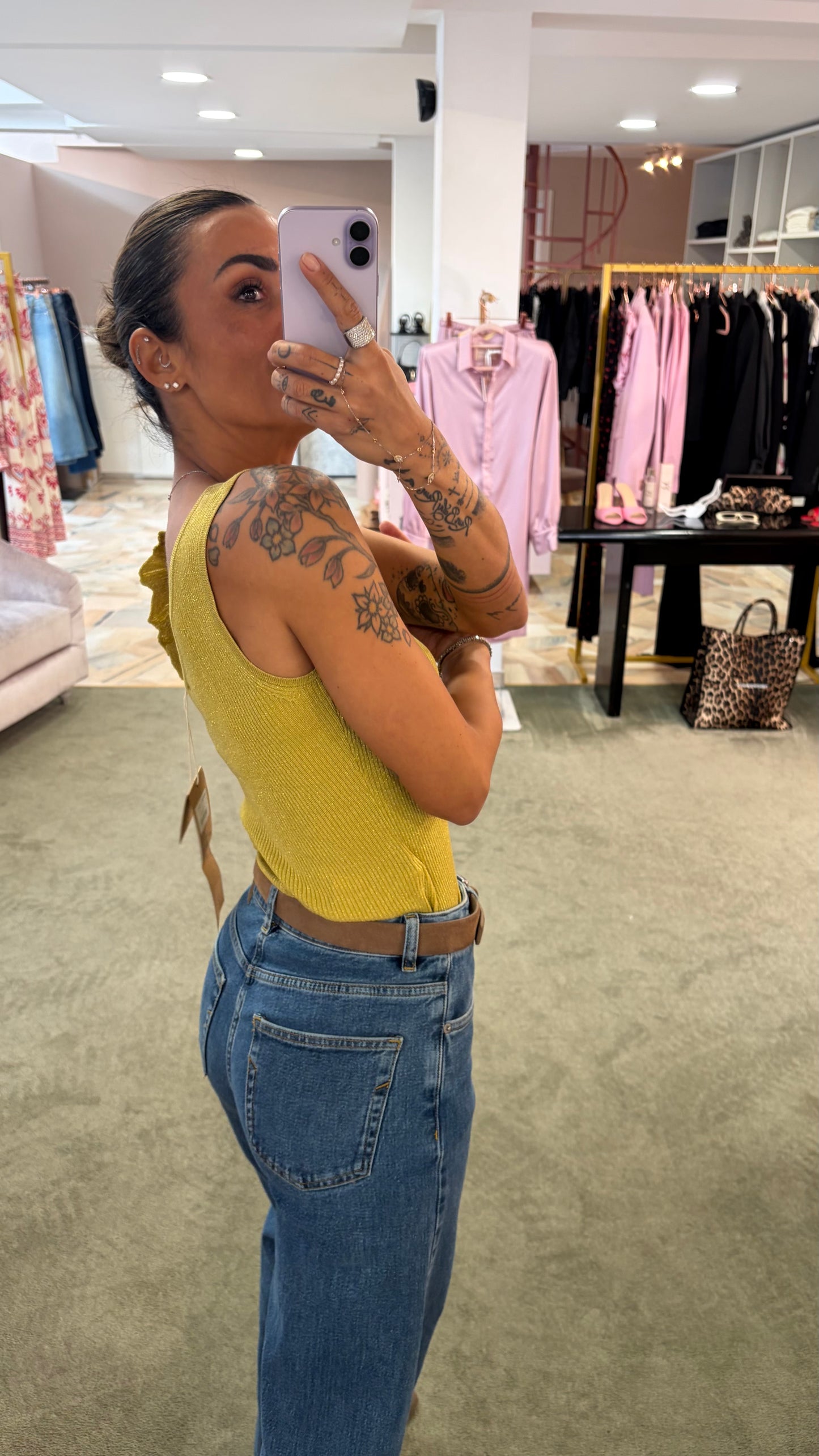 Canotta lime con spallina rouges bj