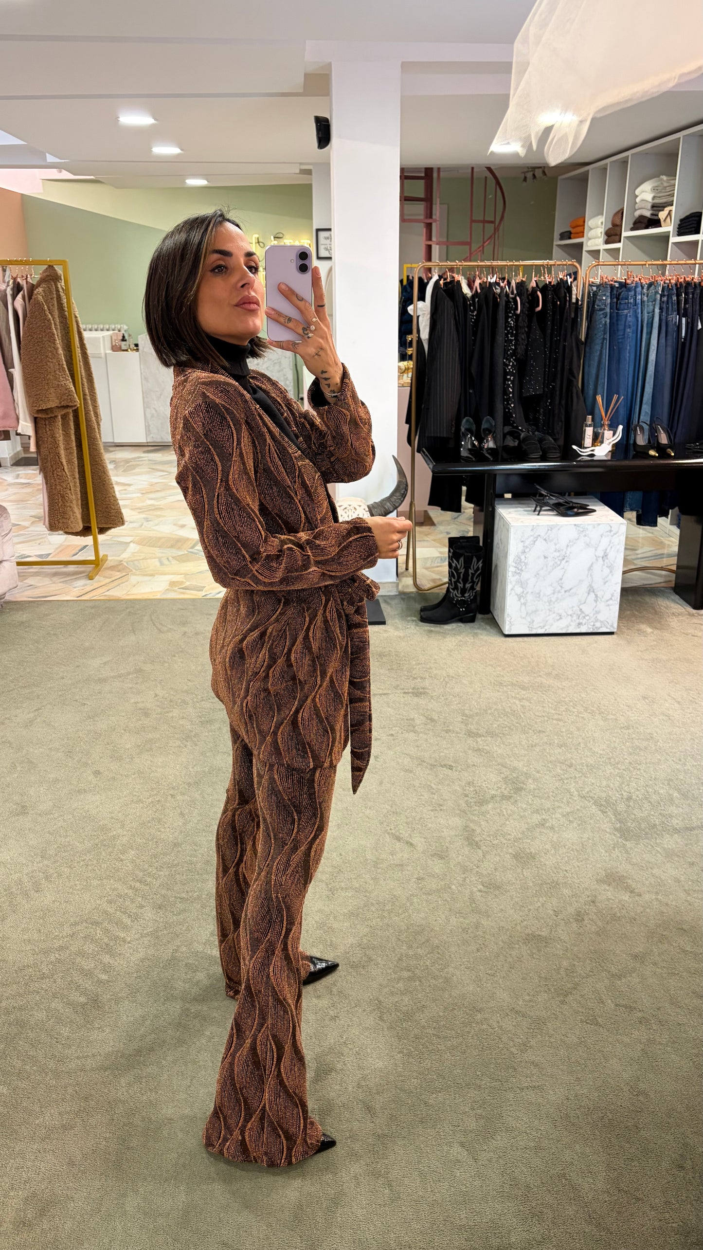 Cardigan fantasia ruggine lurex mq