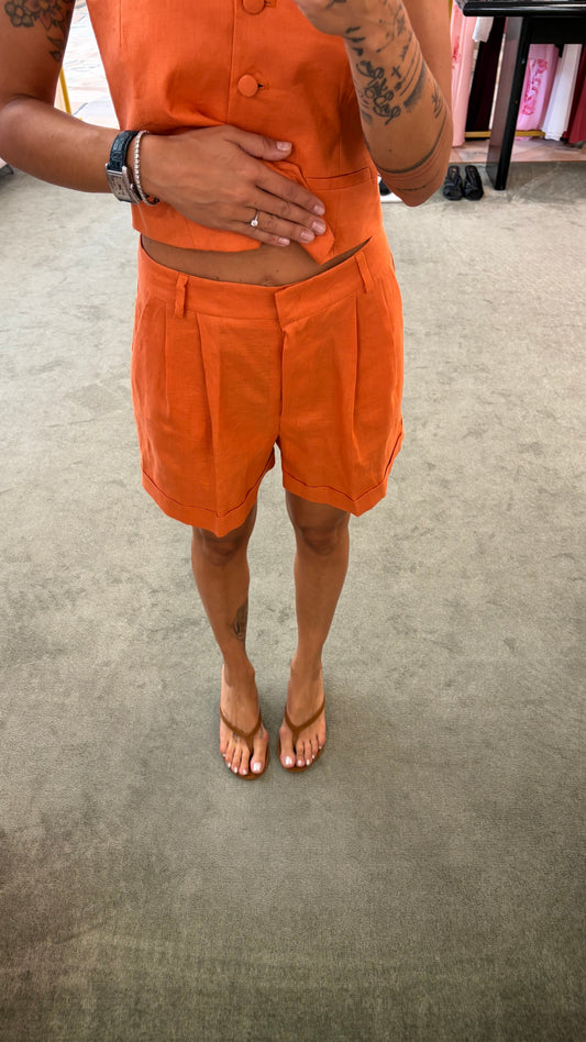 Shorts arancio in lino Actualee