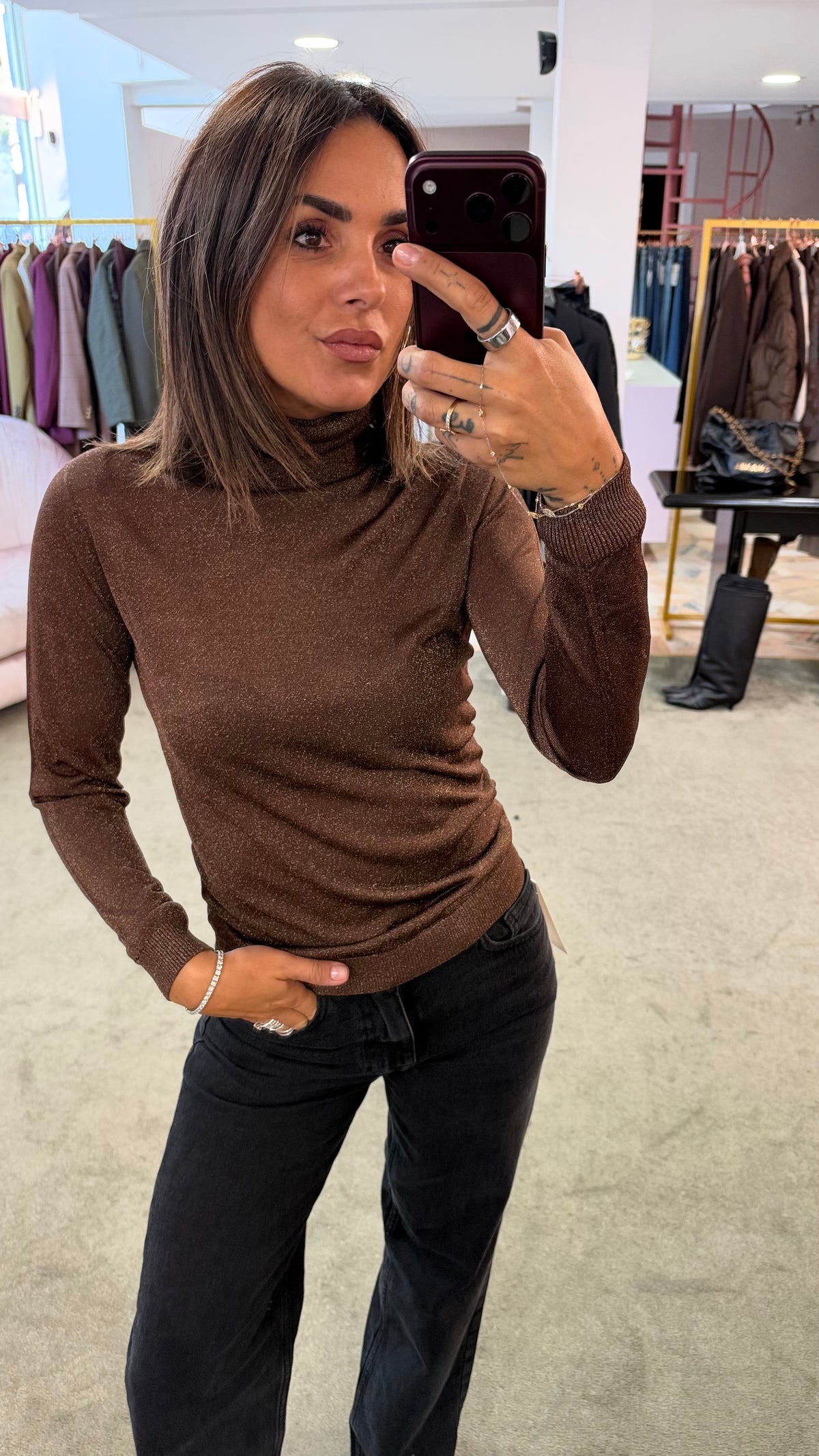 Dolcevita marrone lurex fr