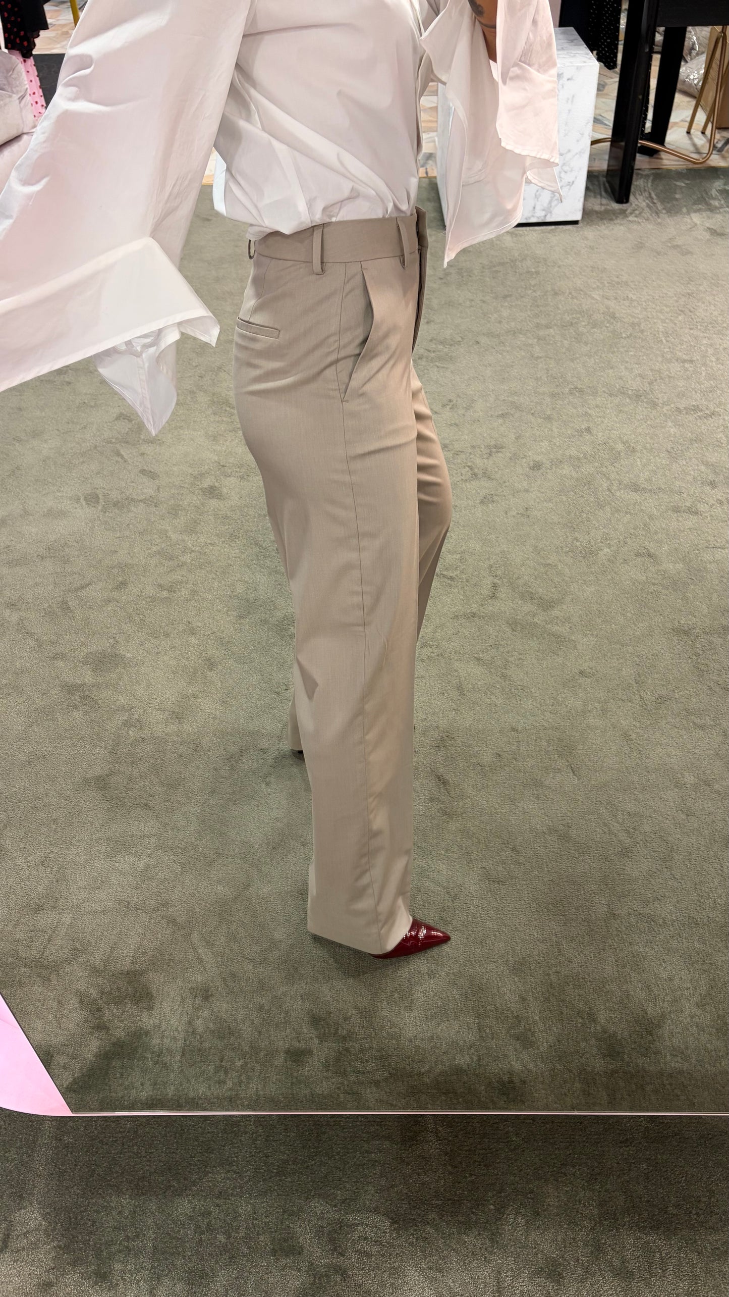 Pantaloni lisa beige melange wide leg sl