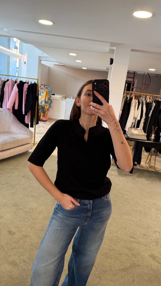 Polo nera mezza manica sy