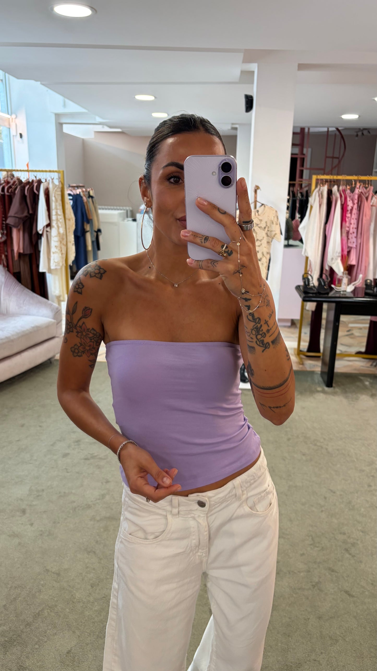 Top a fascia lilla jx