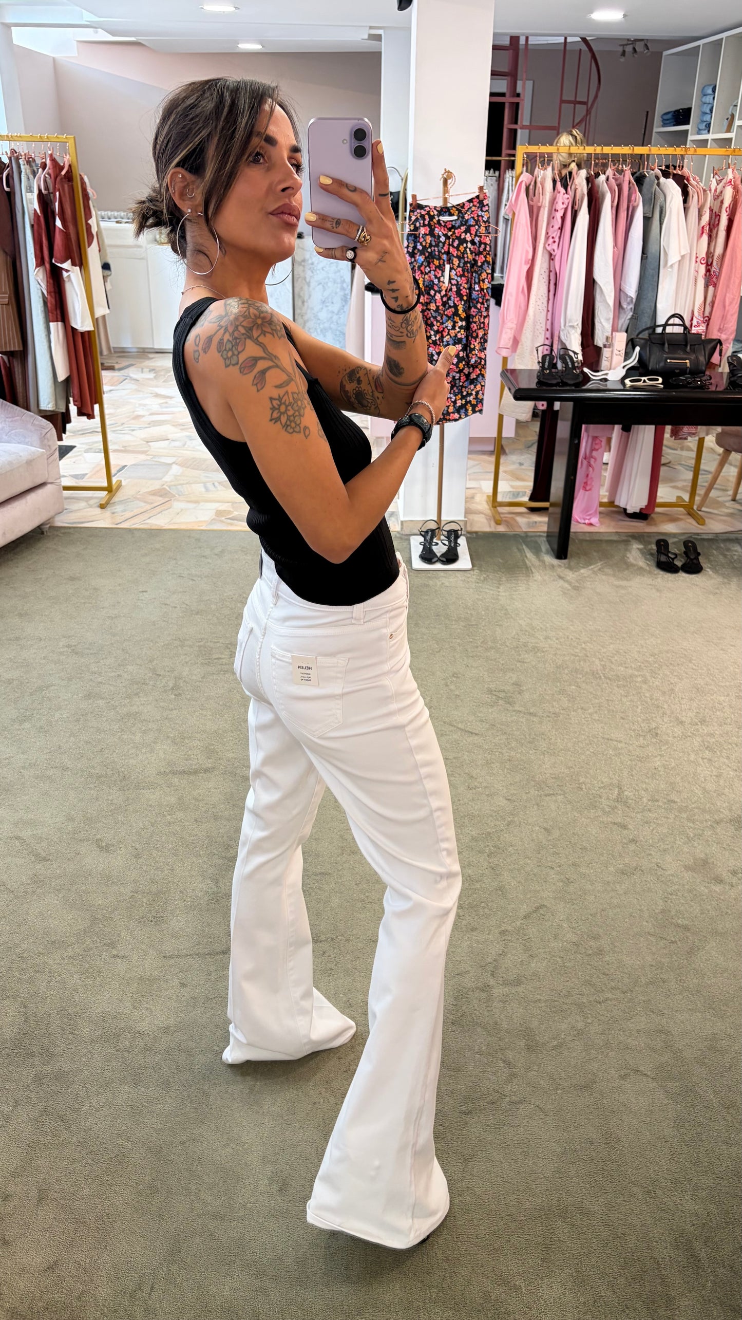 Jeans a zampa bianco elasticizzato fr pe26