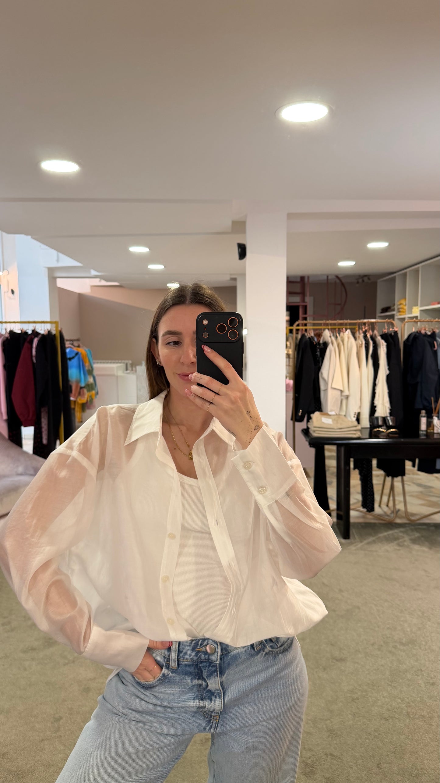 Camicia bianca over in tencel ay