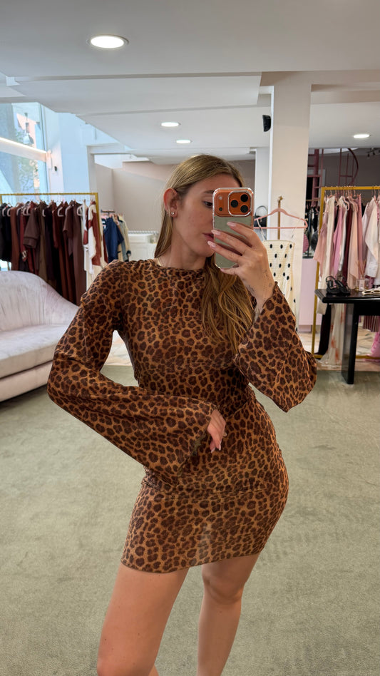 Abito corto maculato lurex manica lunga Cotazur