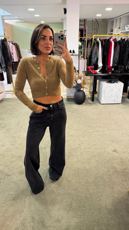 Cardigan teddy cammello crop gl