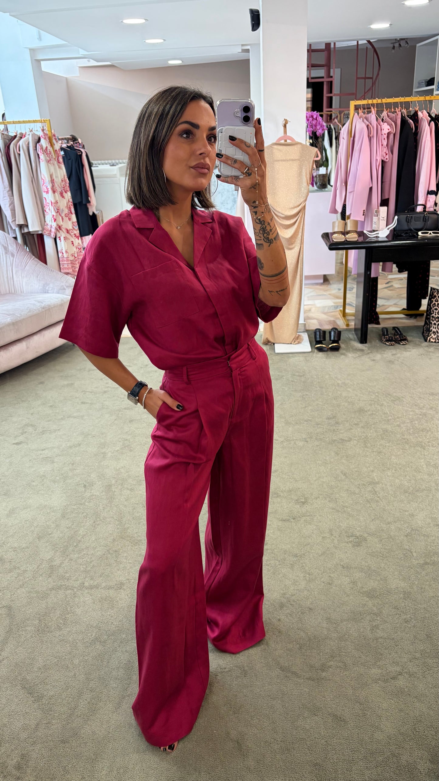 Camicia amarena  manica corta sl