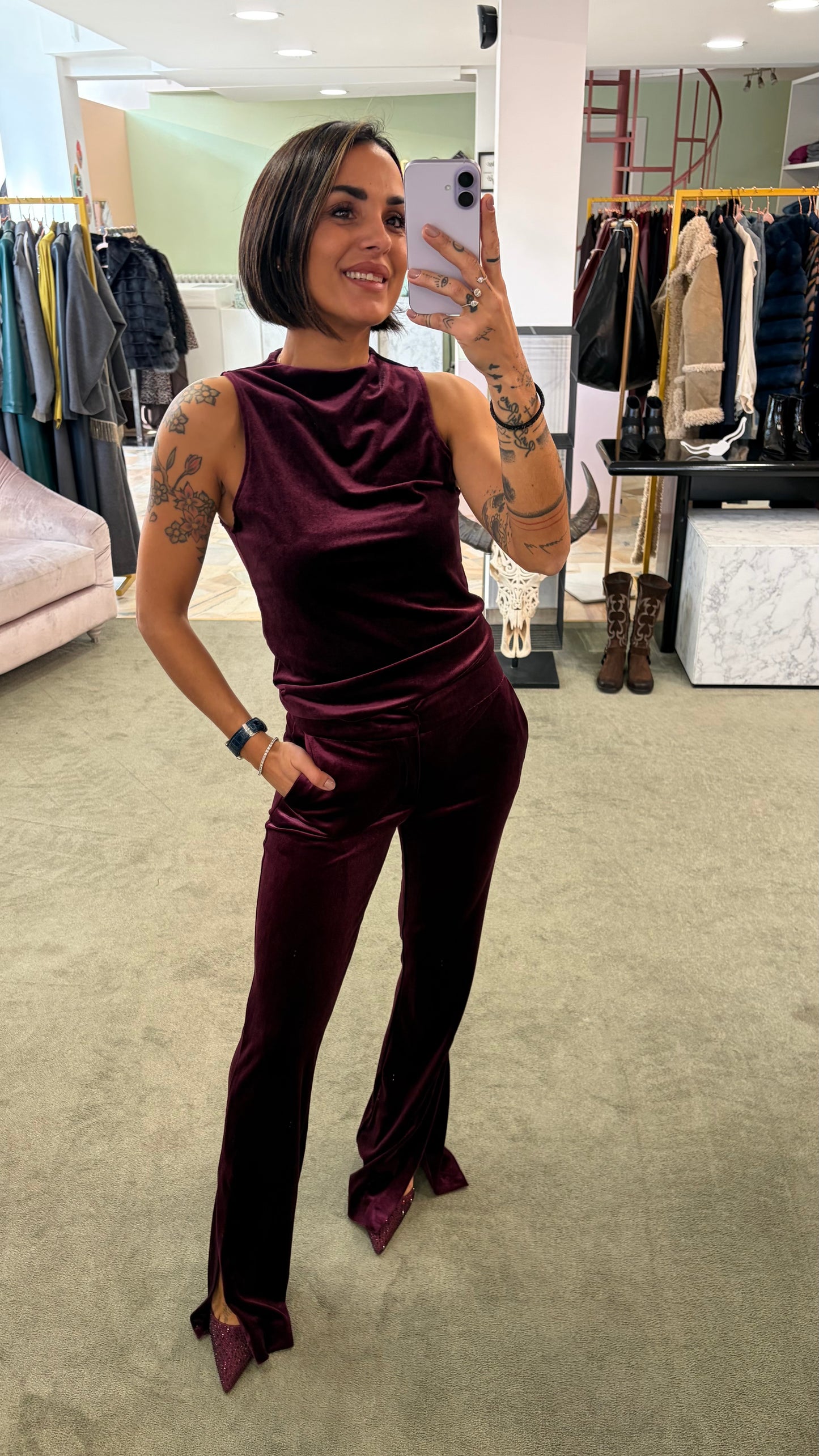 Canotta bordeaux in velluto Don't@Me