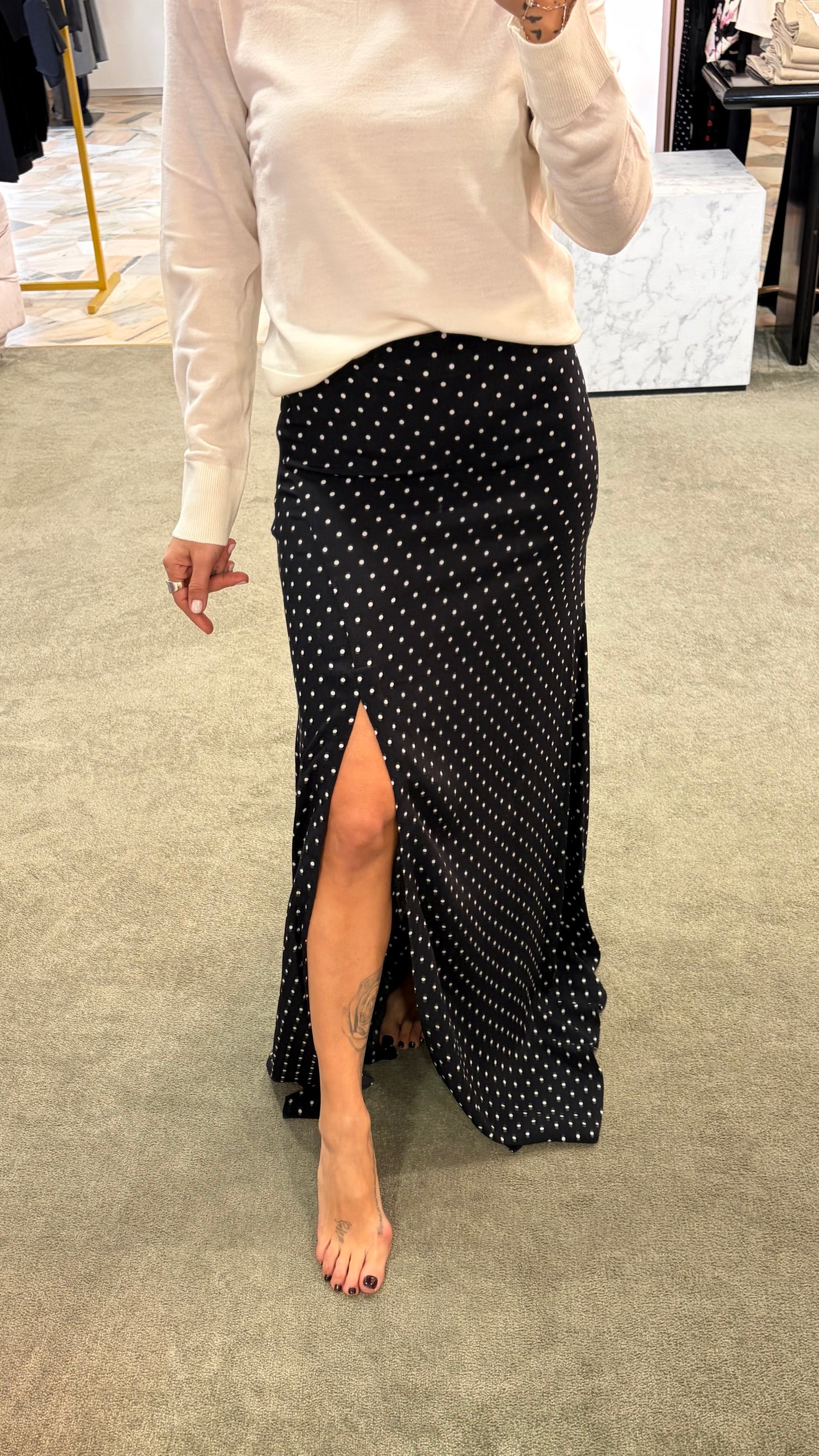 Gonna lunga anita MAR DE MARGARITAS nera a pois con spacco