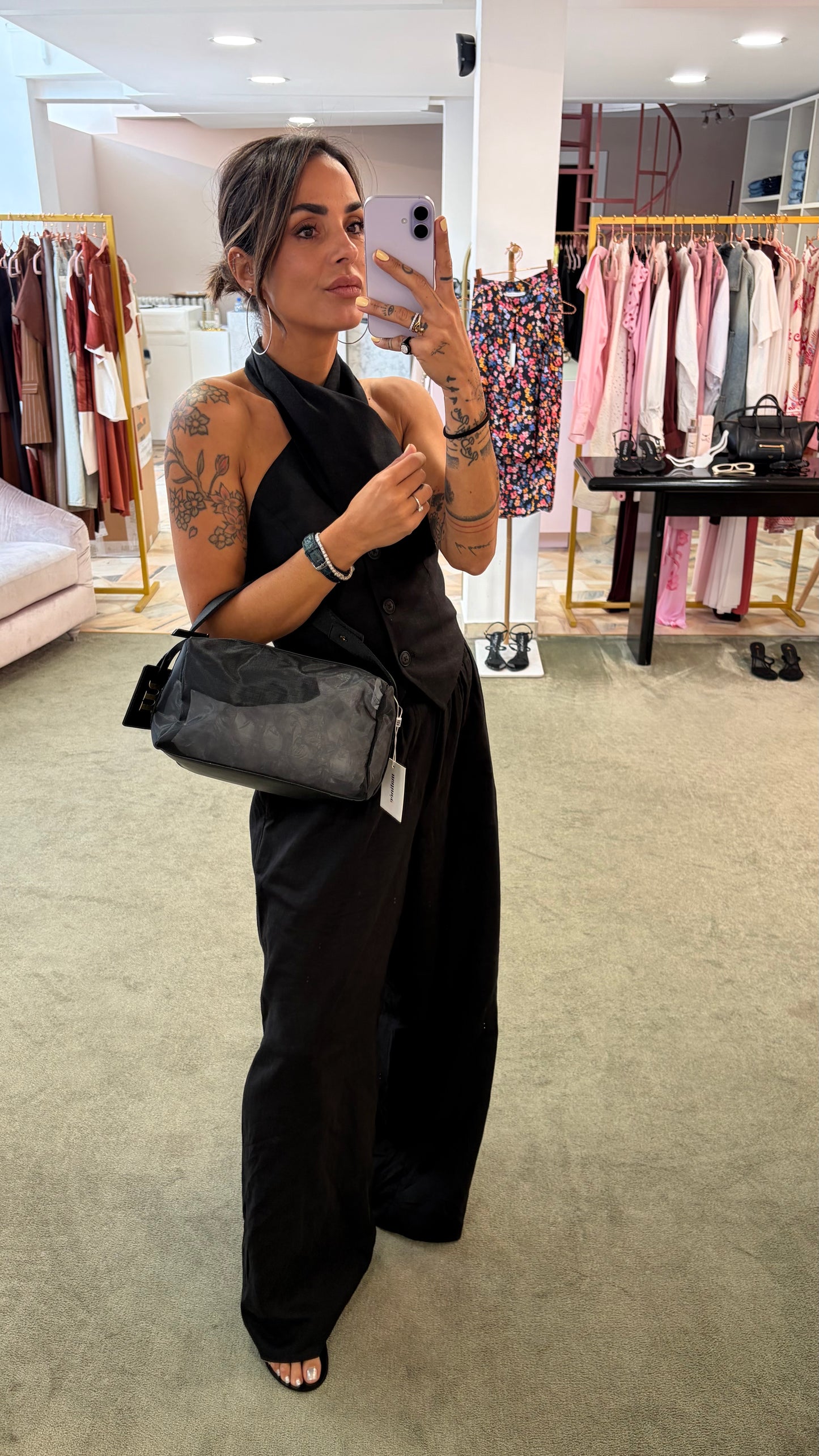 Pochette nera rete leggera Matinée