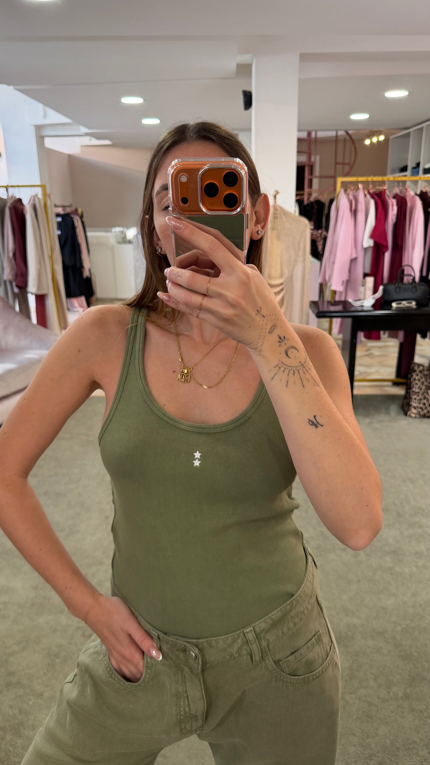 Canotta verde militare a costine Icon Denim
