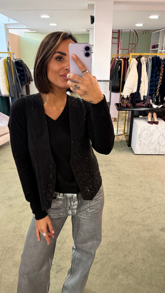 Gilet nero crystal tw