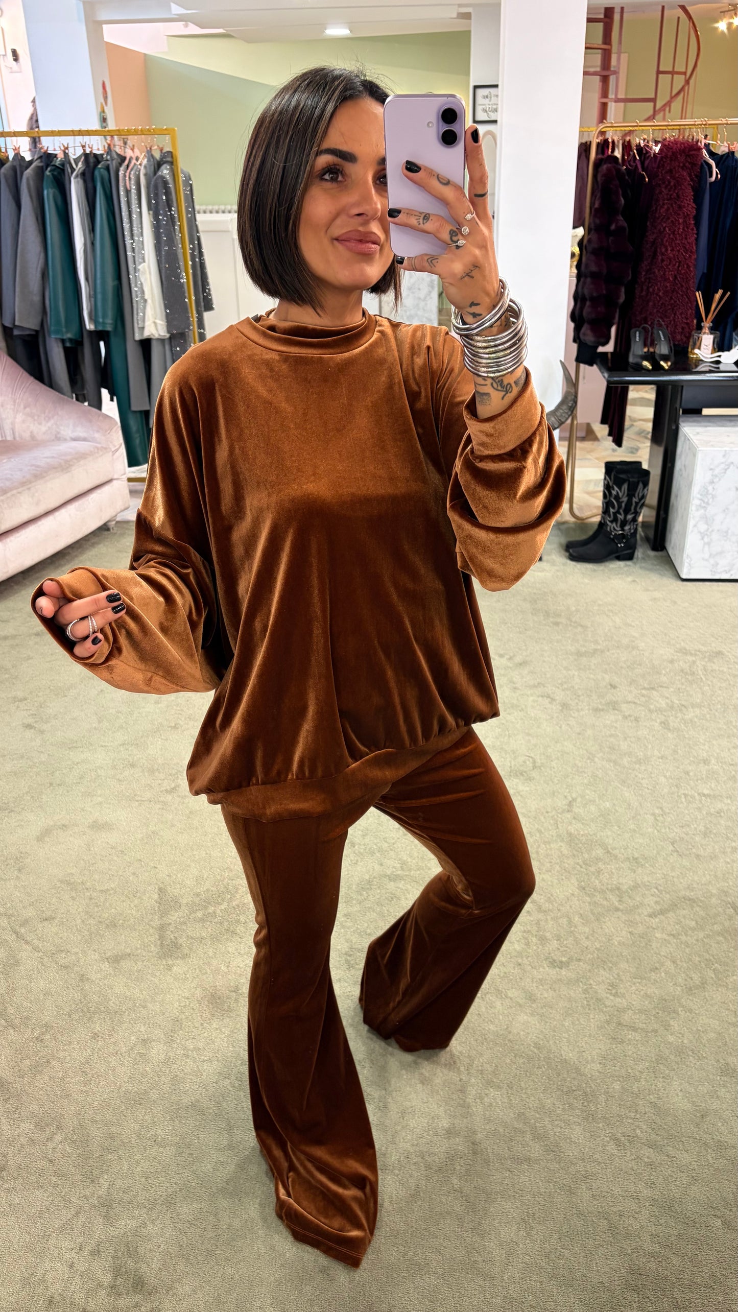 Felpa over ruggine in velluto Don't@Me