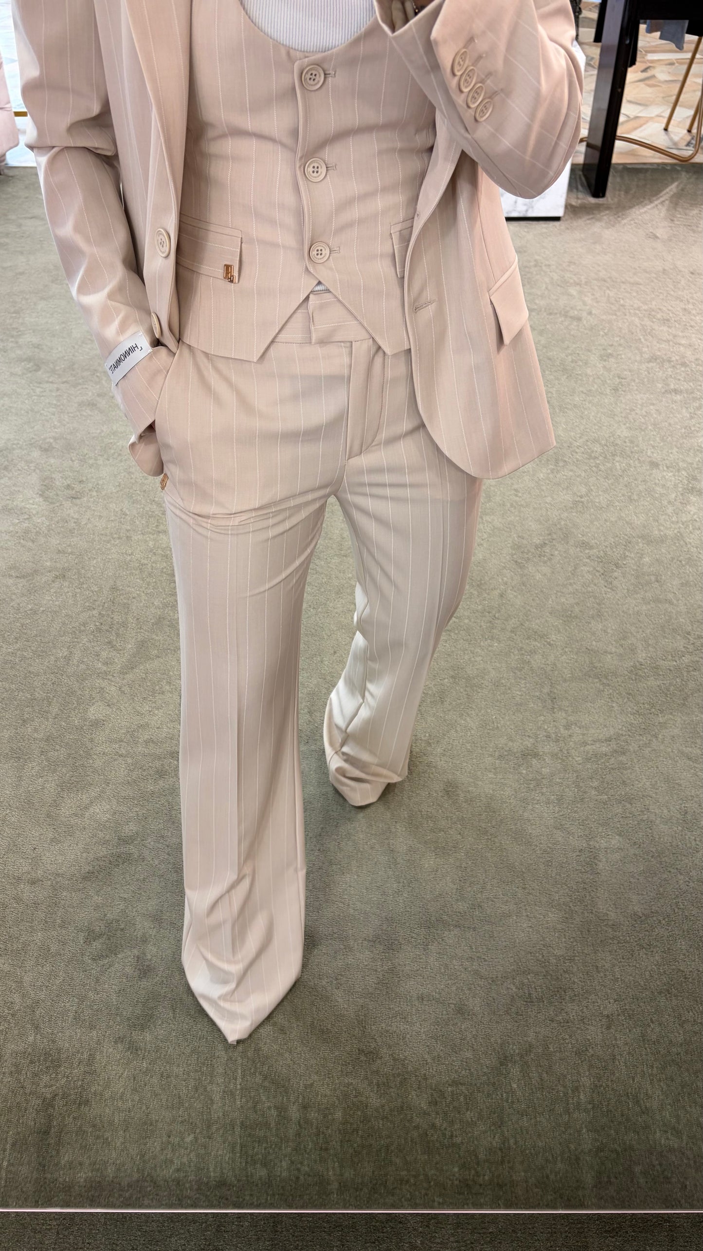 Pantaloni beige Hinnominate gessati