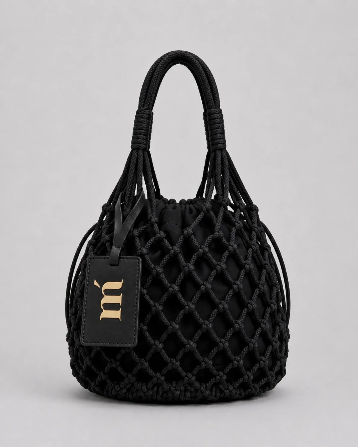 Borsa media nera crochet rete Matinée