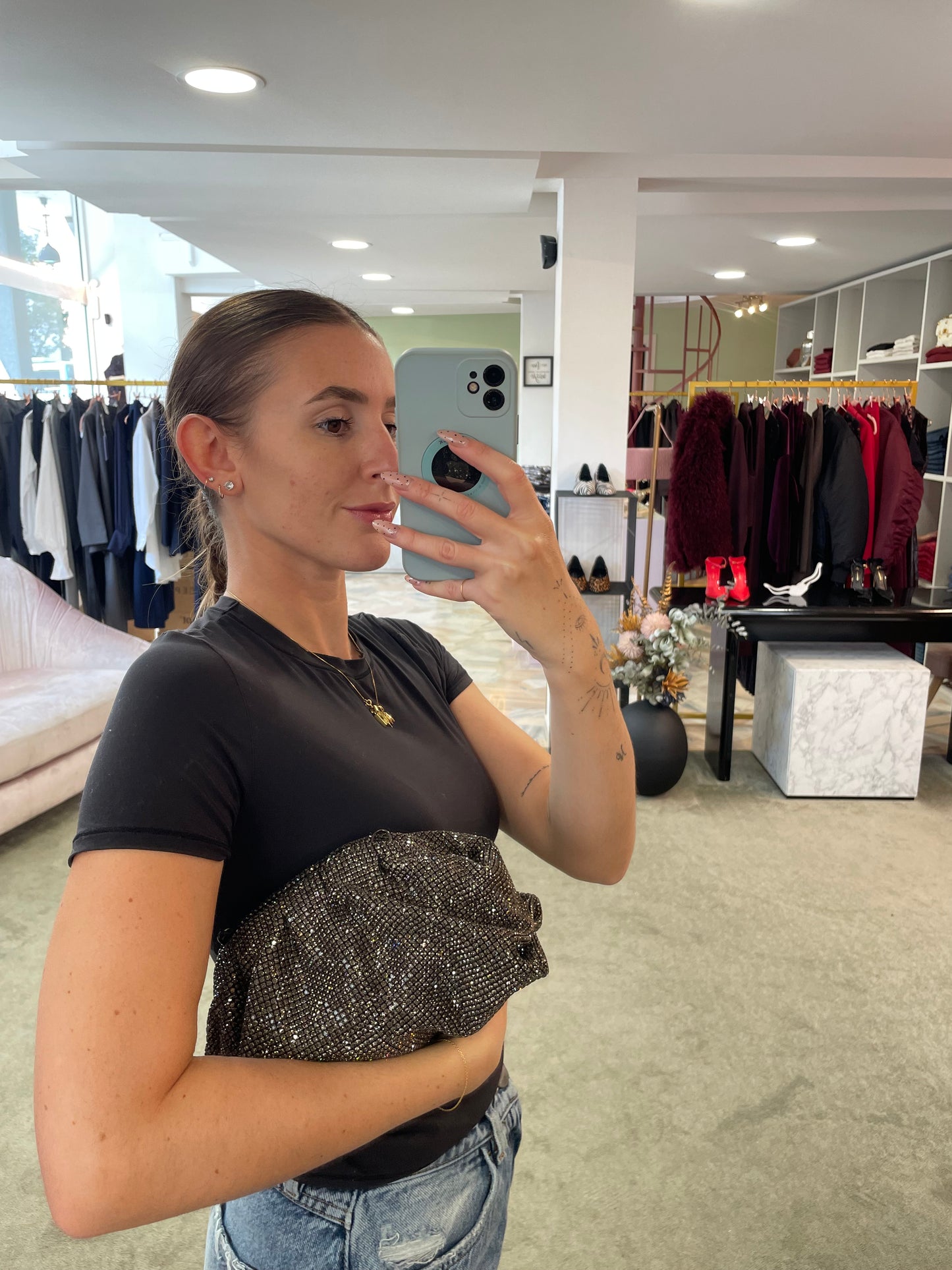 Borsa clutch petra grigia crystal