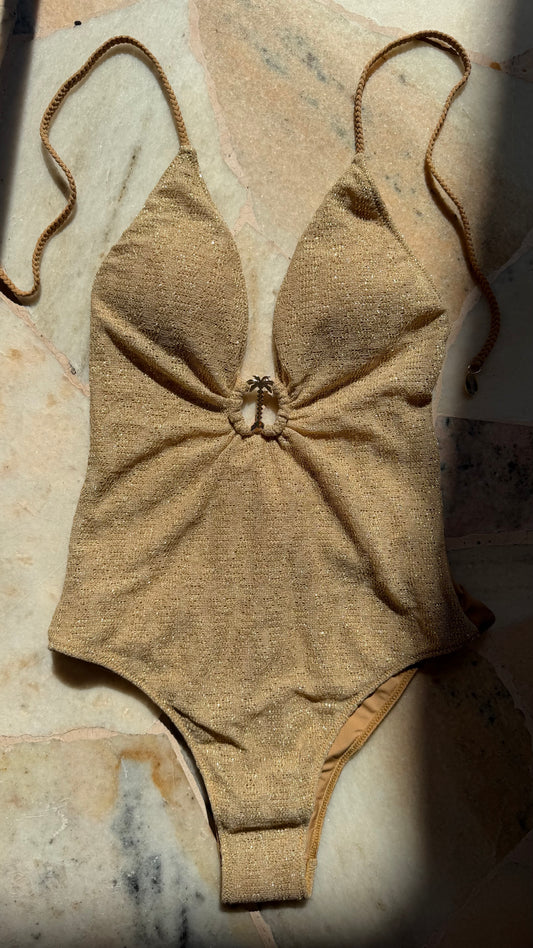 Costume intero oro in maglia Cotazur