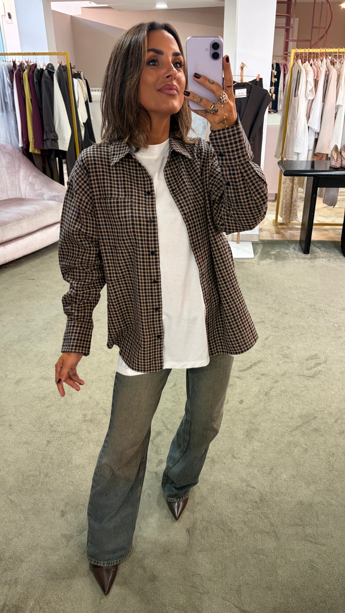 Camicia a quadri marrone jx