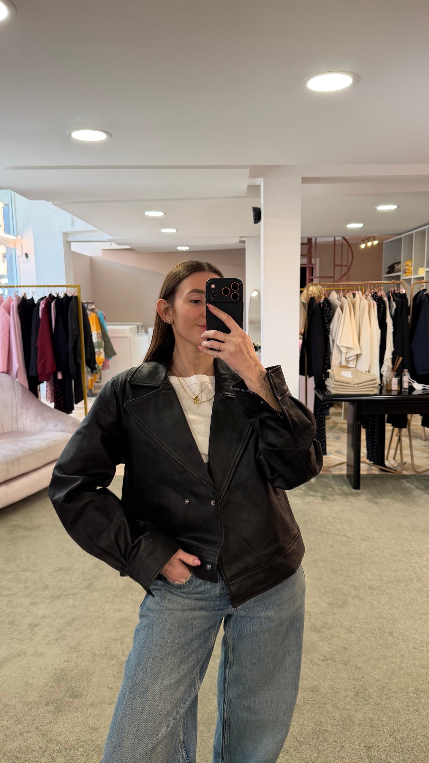 Giacca nera in pelle sl