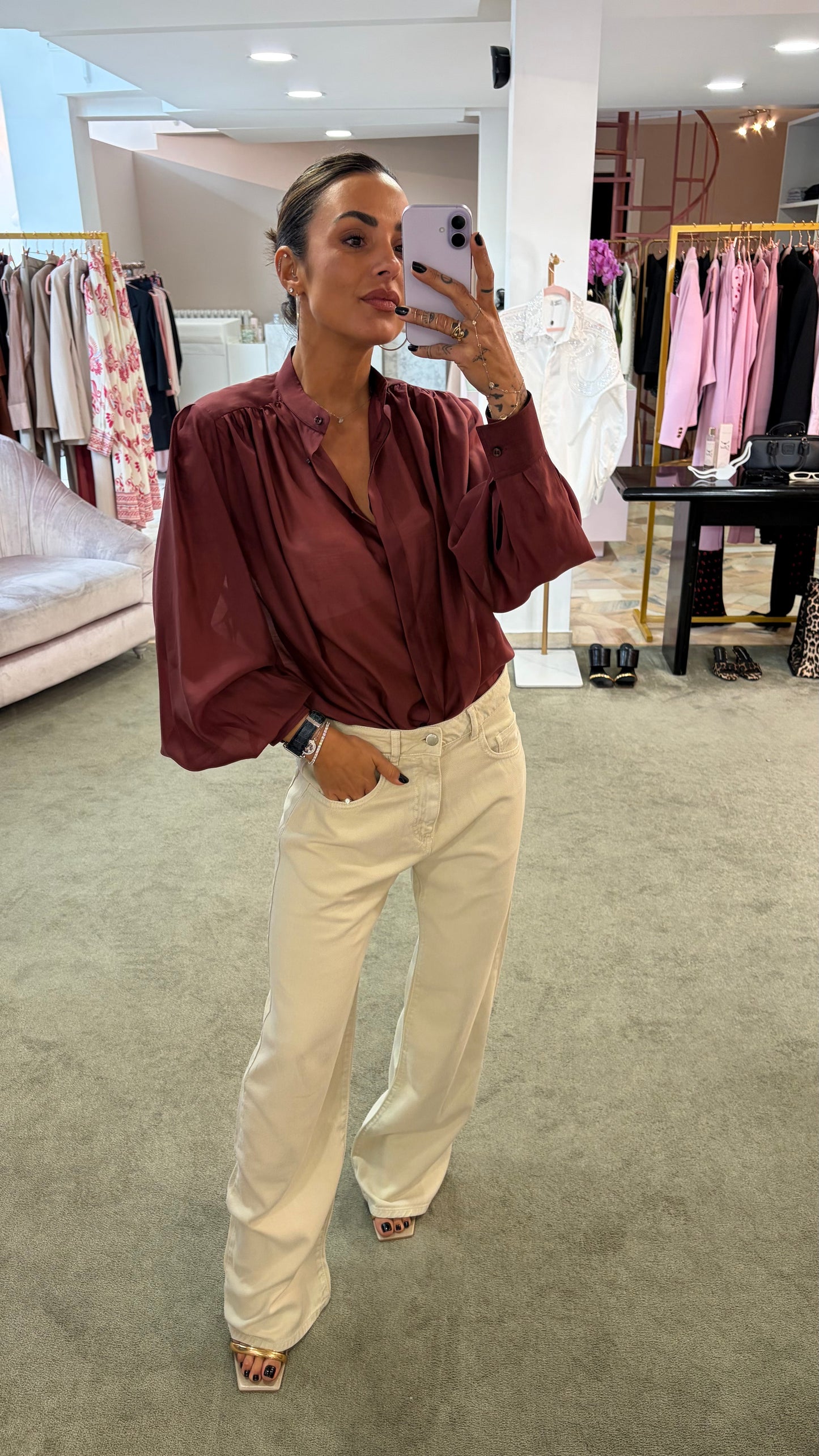 Camicia bordeaux scollo coreana Marsem