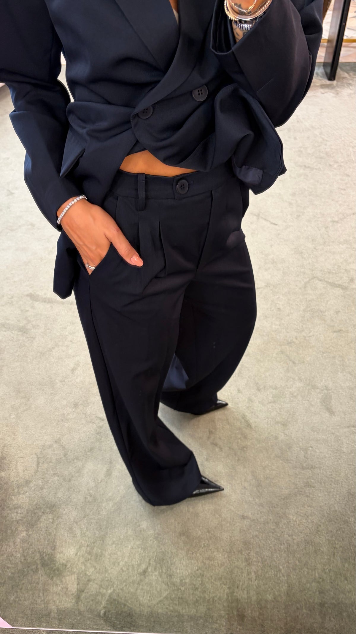 Pantaloni blu wide leg ay fw26