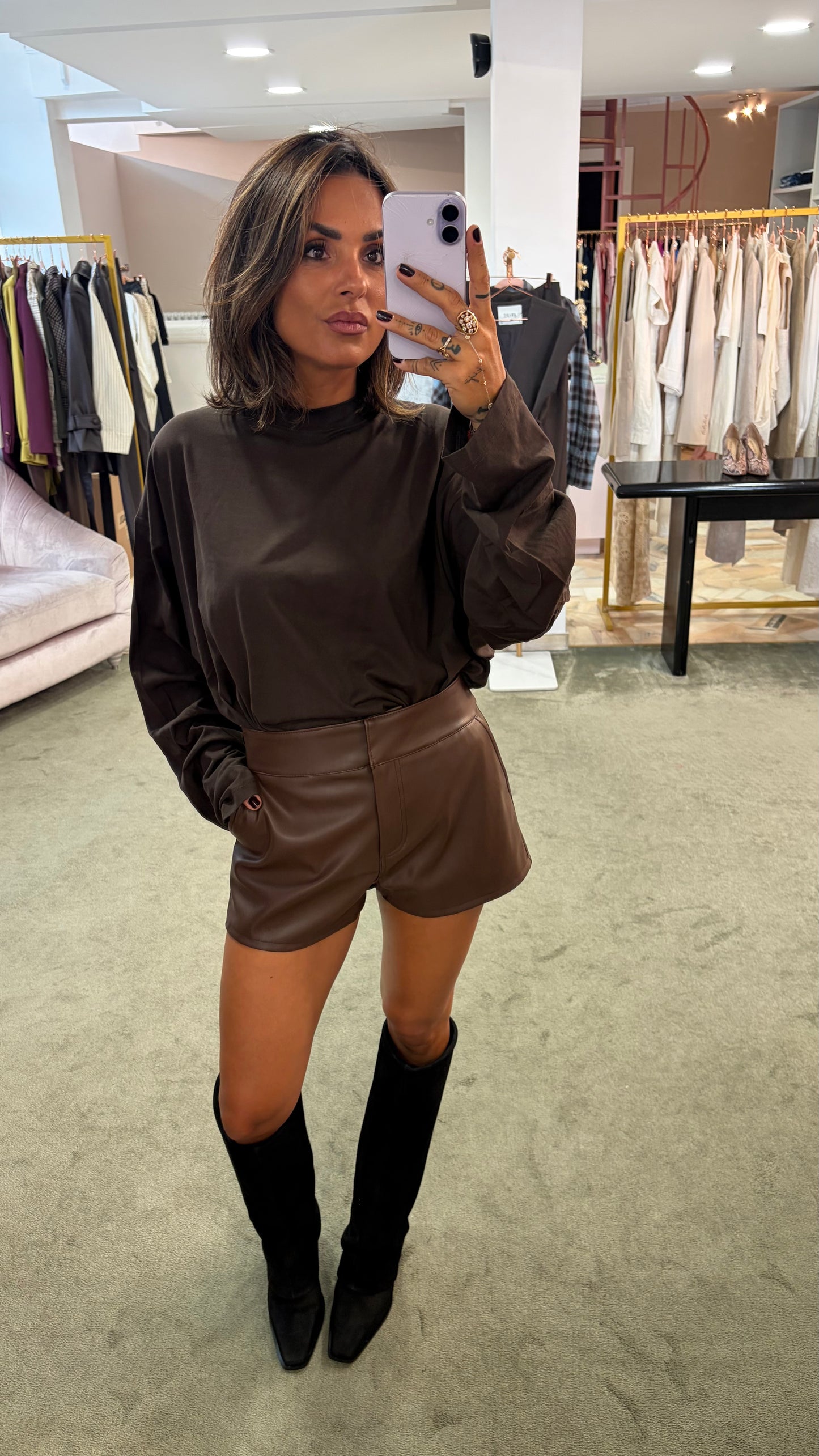 Shorts ecopelle marroni ks