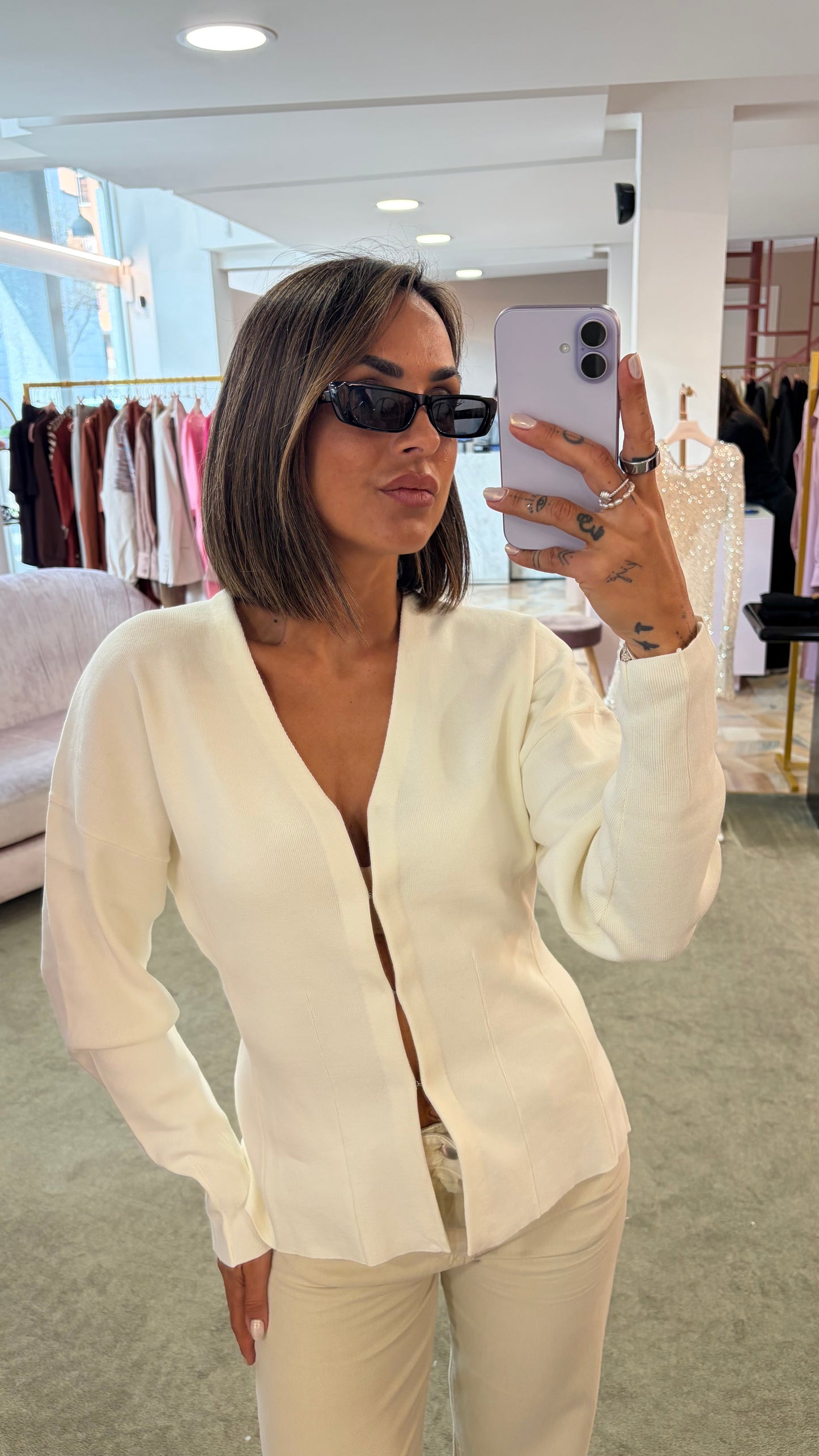 Cardigan giacca bianca sciancrata sl