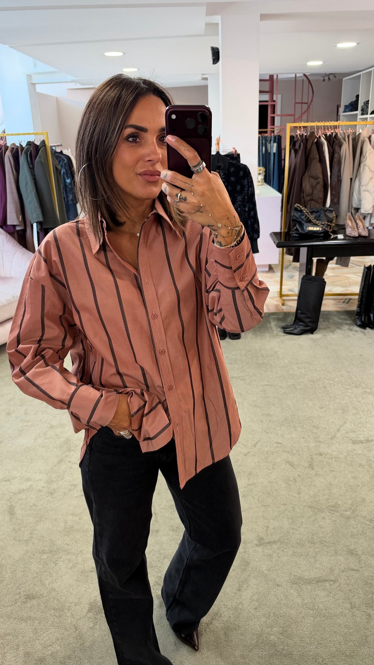 Camicia rosa blush a righe ay