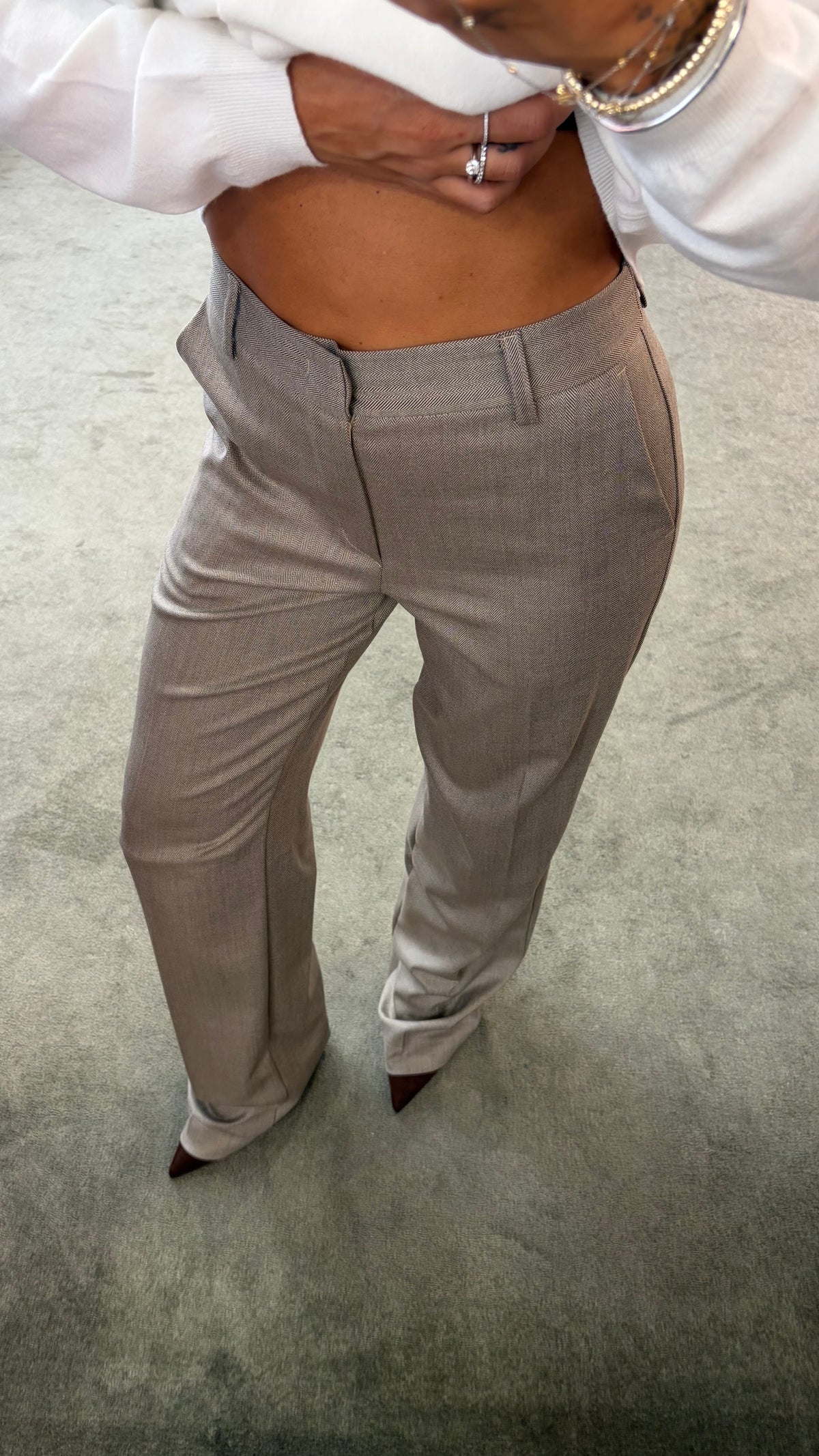 Pantaloni spigati tortora Mar de Margaritas