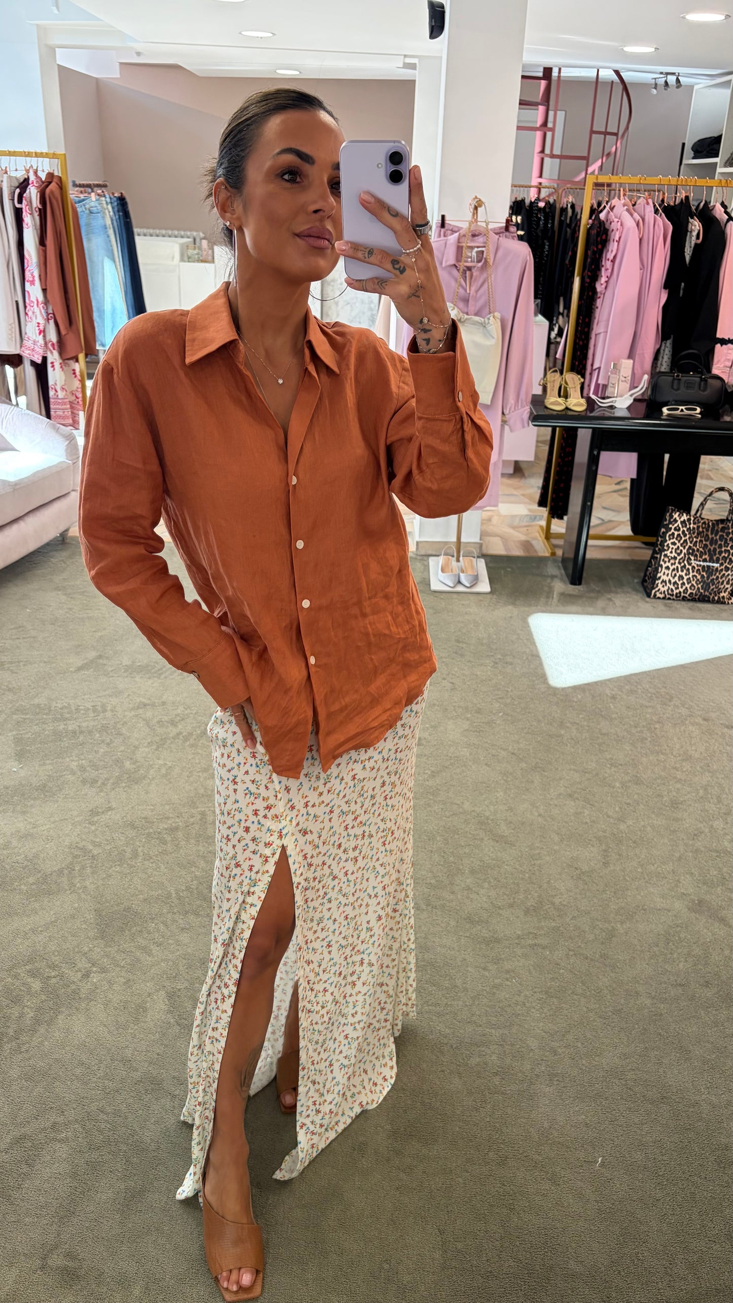 Gonna lunga anita MAR DE MARGARITAS bianca e fiorellini con spacco