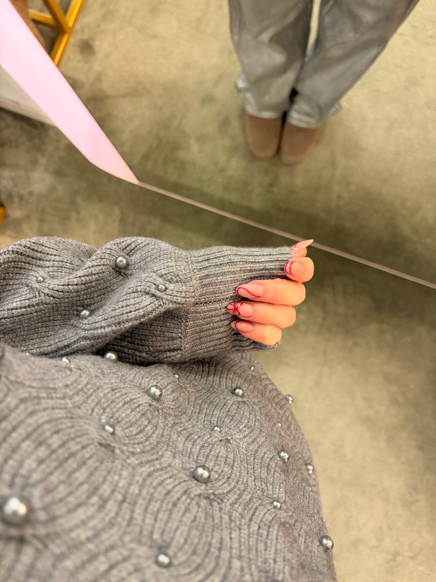 Dolcevita grigio a trecce con perle fr