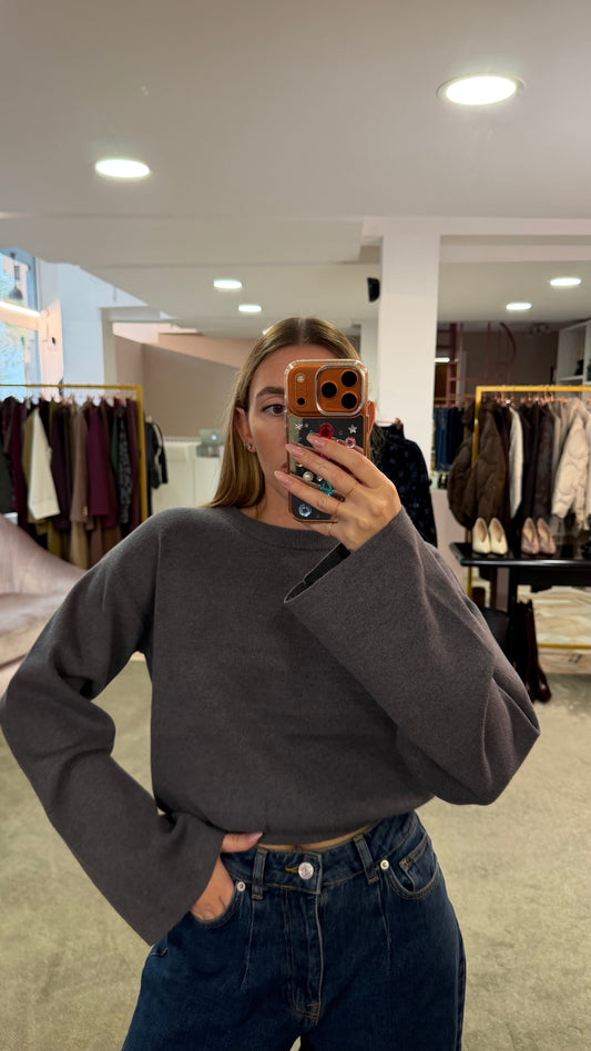 Maglione girocollo hanna grigio manica a kimono aw