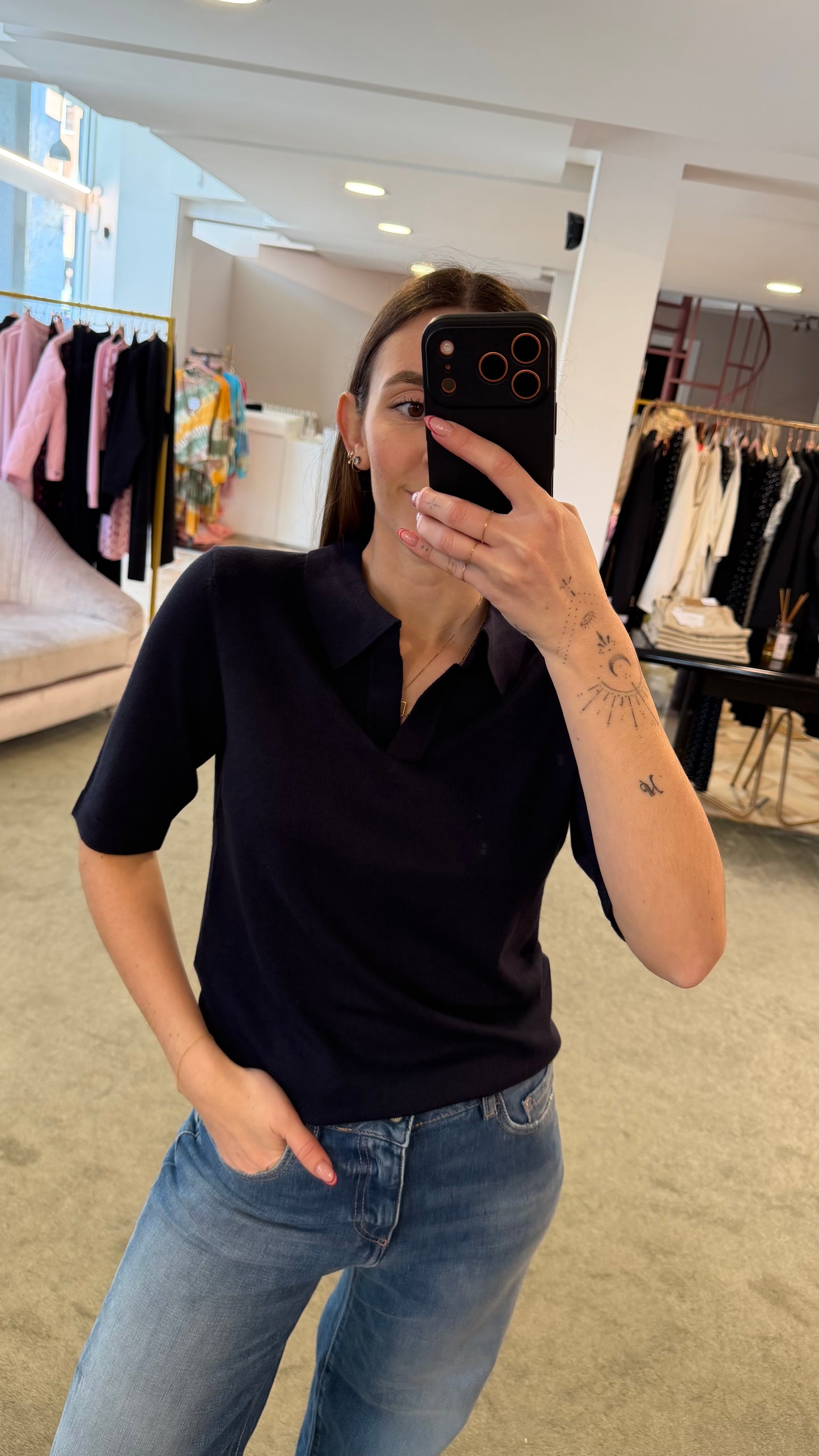 Polo blu notte mezza manica sy