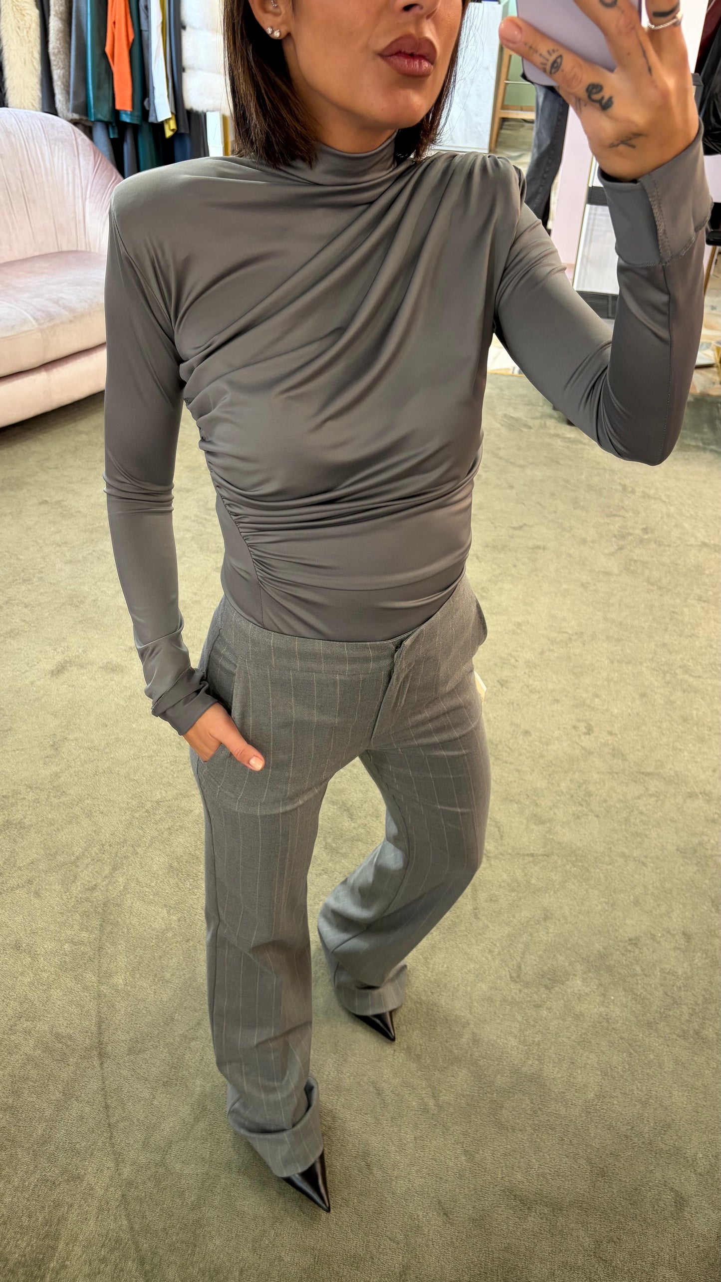 Pantaloni grigi gessatI MAR DE MARGARITAS