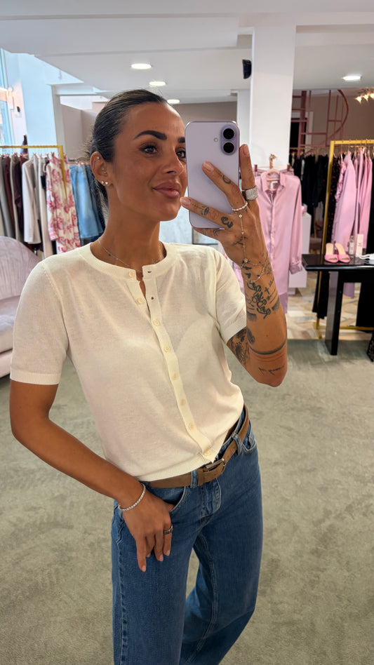 Cardigan panna manica corta glp