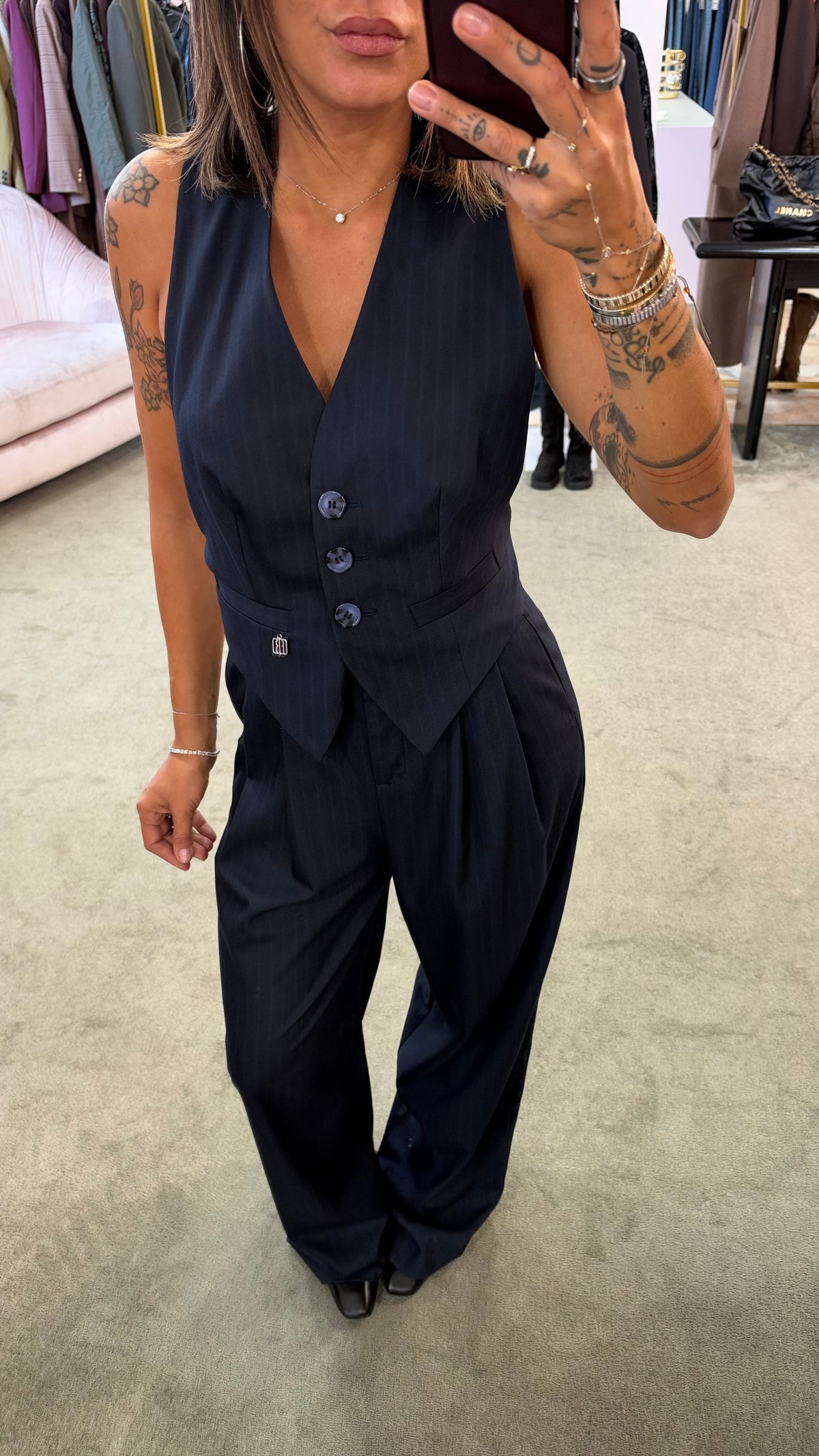 Jumpsuit blu gessata fr