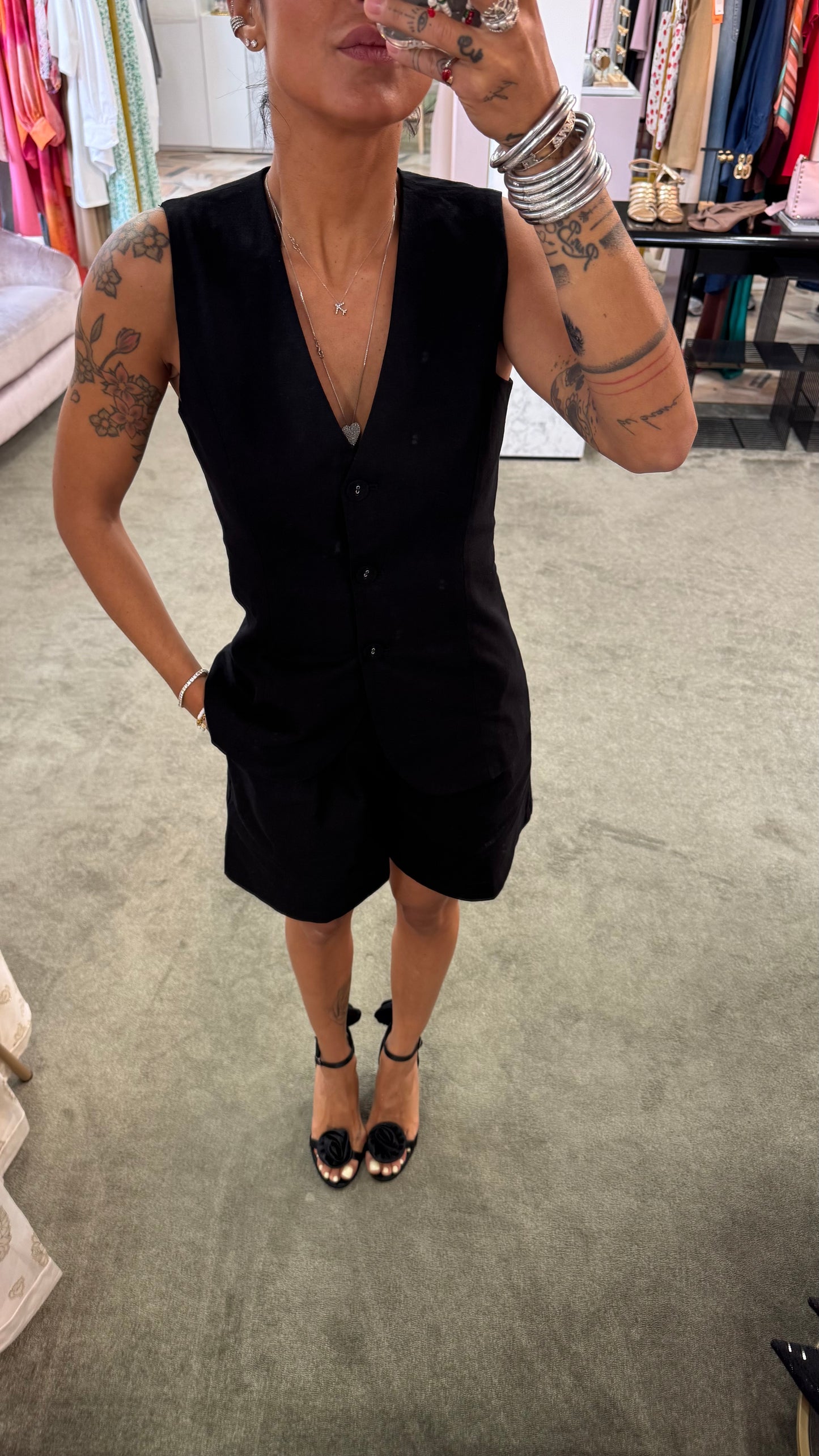 Set completo gilet e shorts nero ep