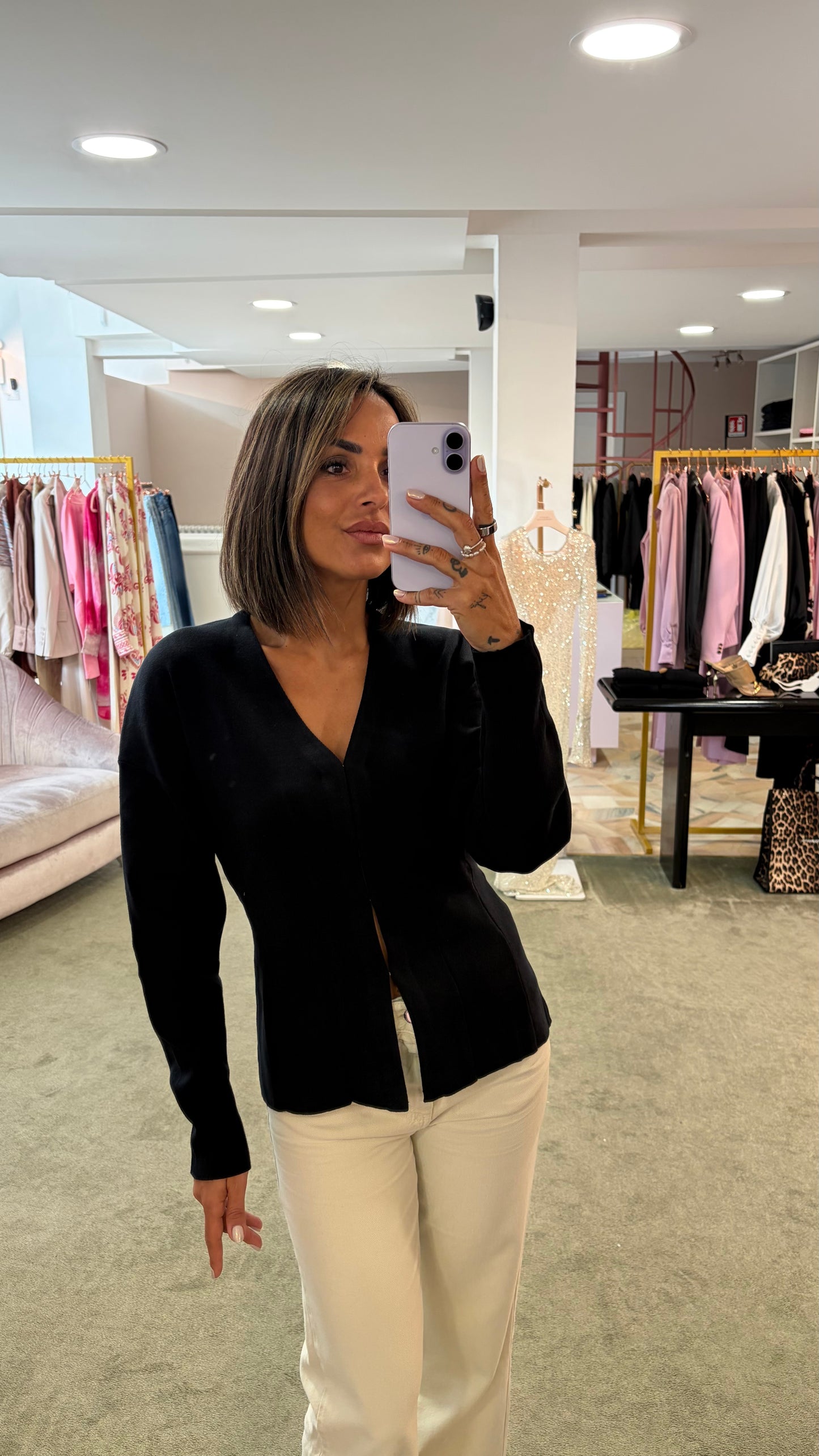 Cardigan giacca nera sciancrata sl