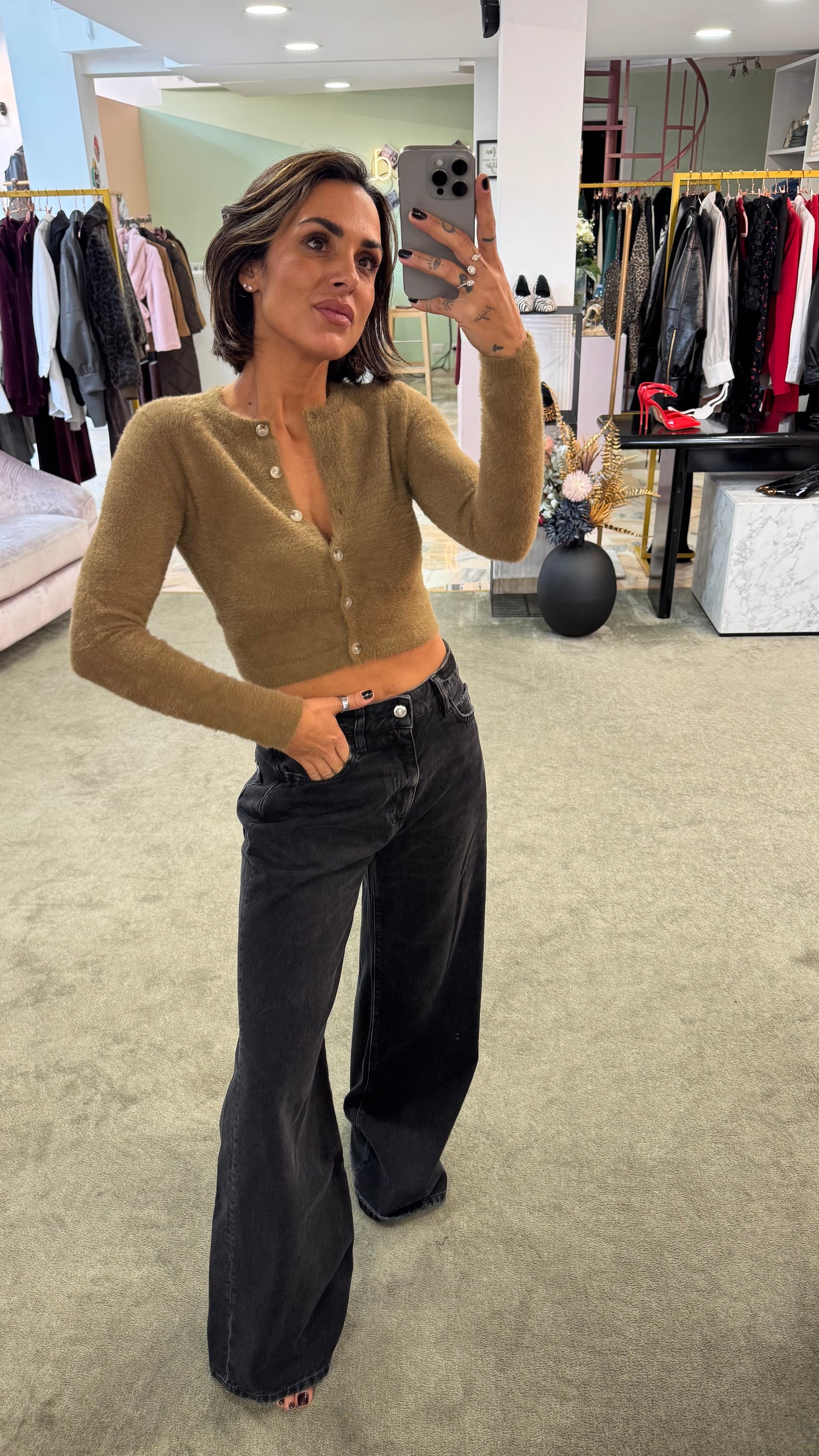 Cardigan teddy cammello crop gl