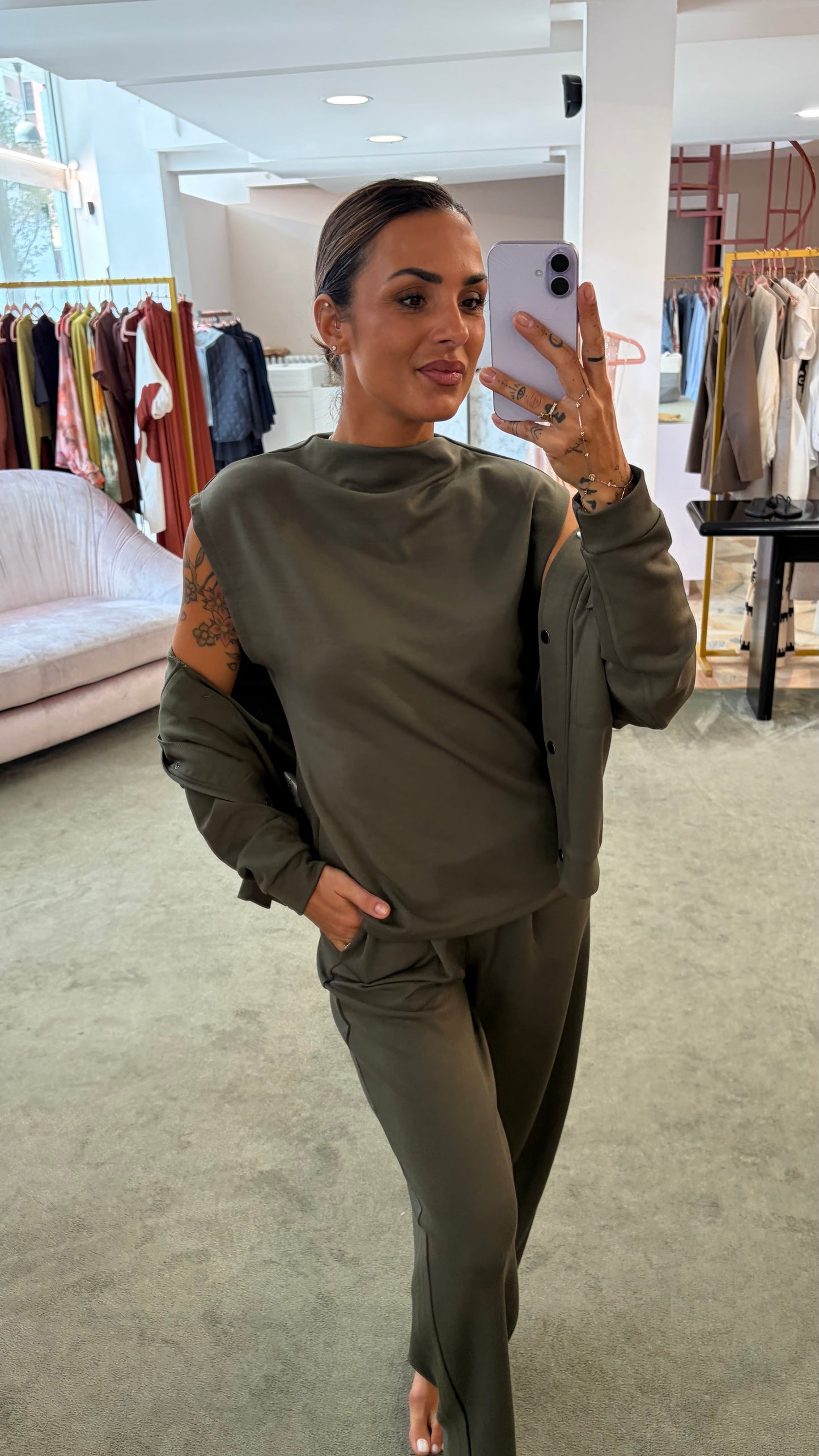 Canotta manica scesa verde militare in modal sy