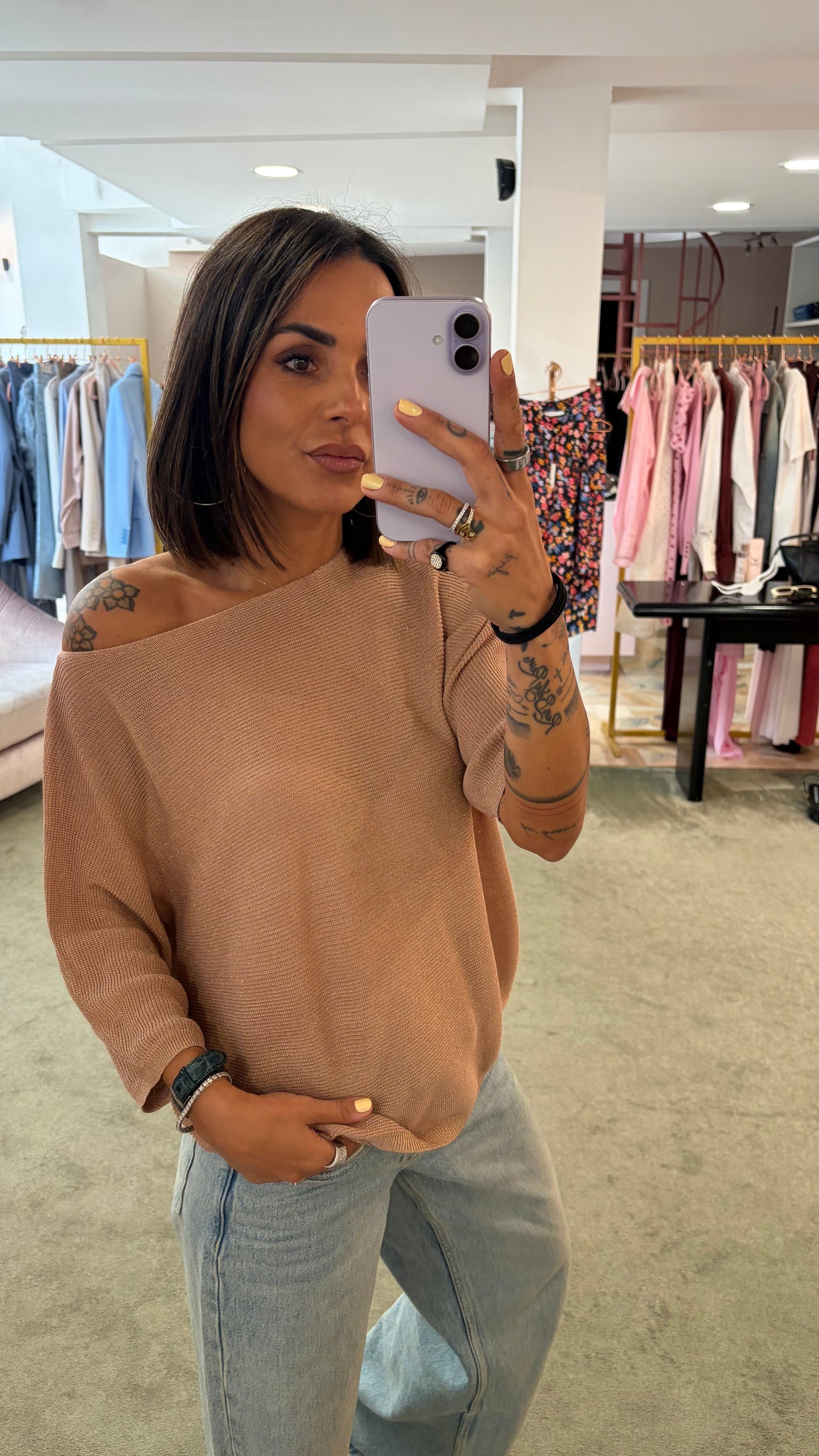 Maglia rose gold in lurex morbida bj