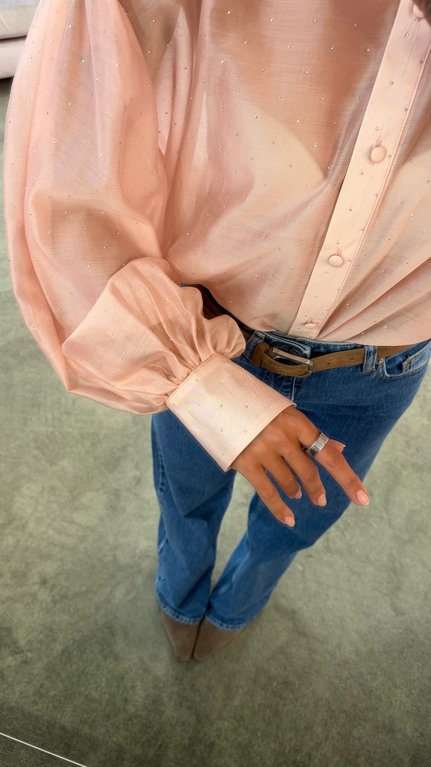 Camicia rosa con cristalli Actualee