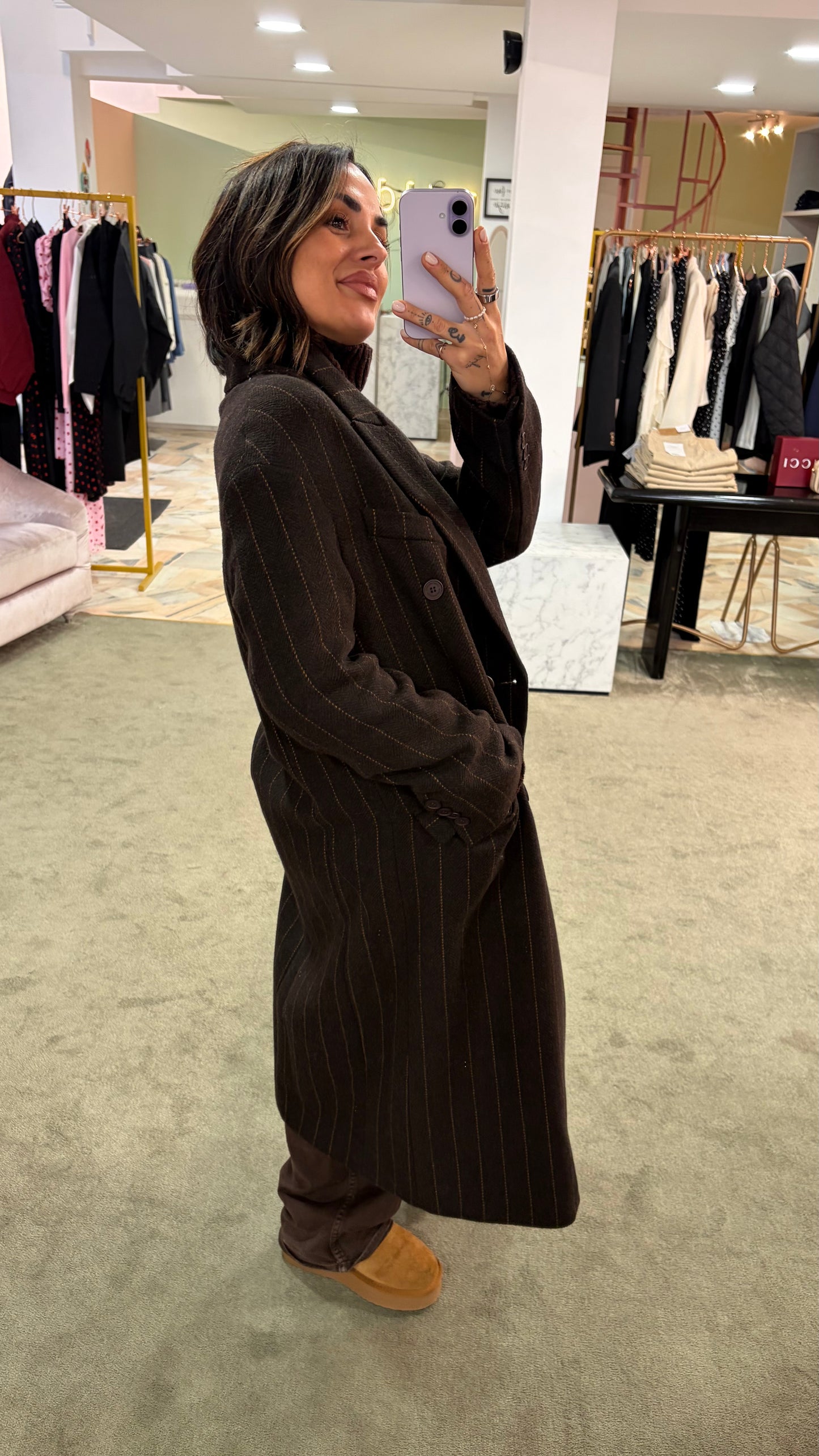 Cappotto marrone gessato Mar De Margaritas